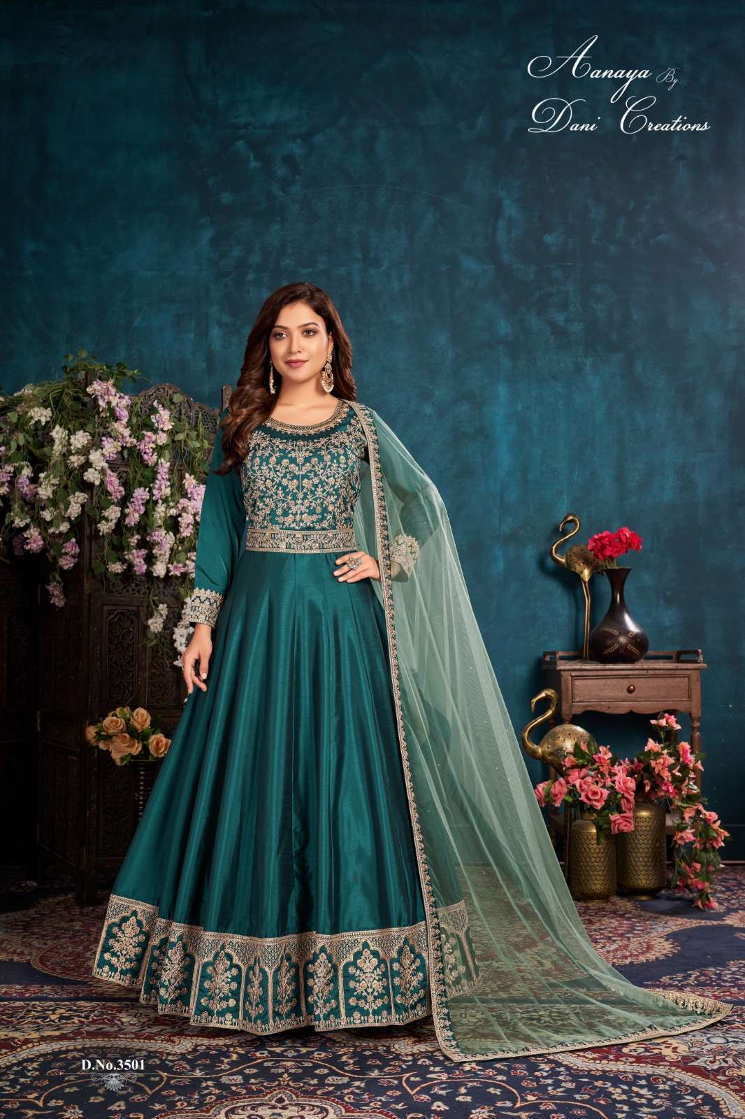 AANAYA VOL-135 BY TWISHA 3501 TO 3504 SERIES ART SILK EMBROIDERY ANARKALI DRESSES