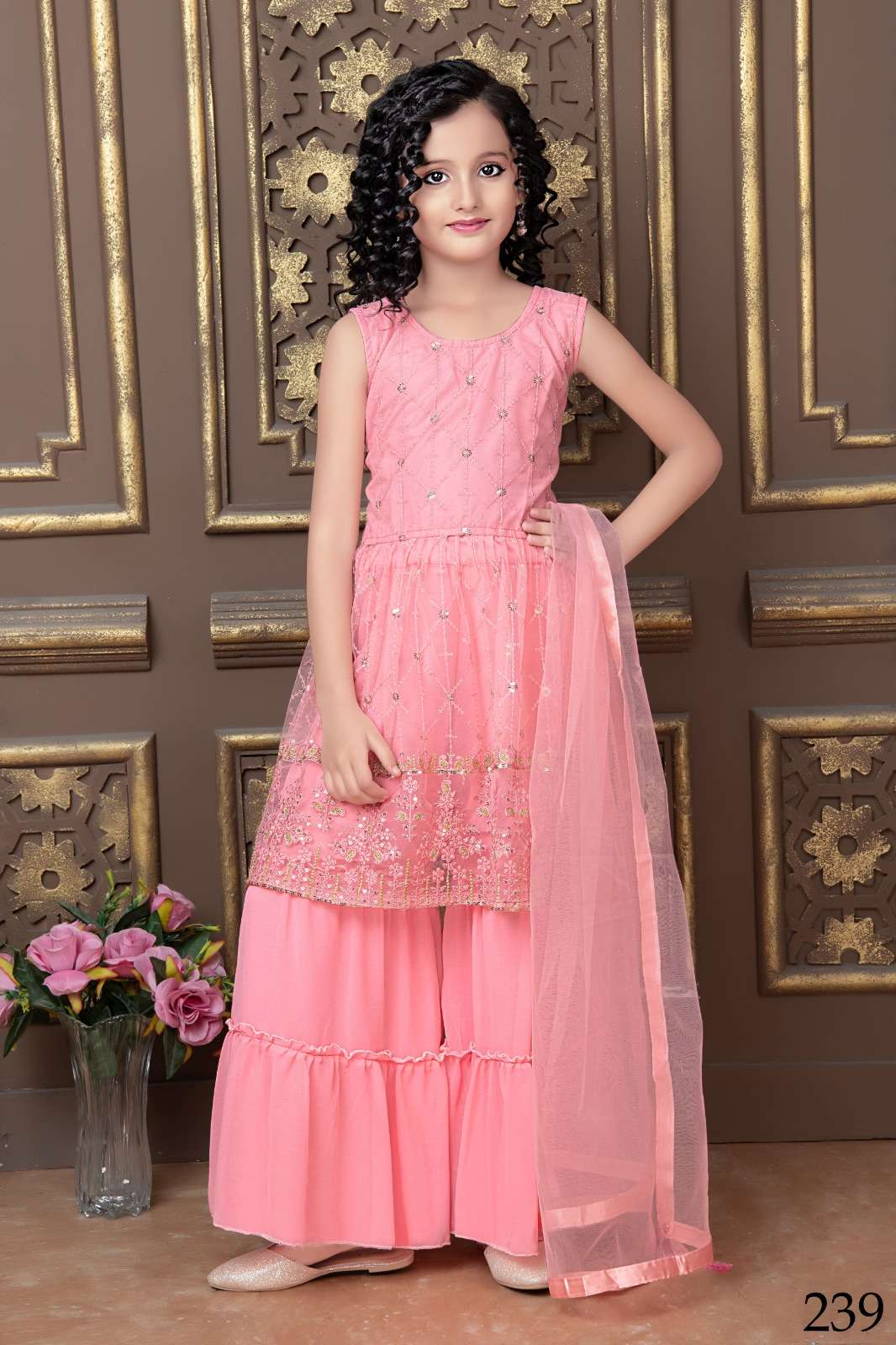 AARADHNA VOL-32 BY AQSAWHOLESALE SOFT NET WITH WORK KIDS STITCHED DRESSES