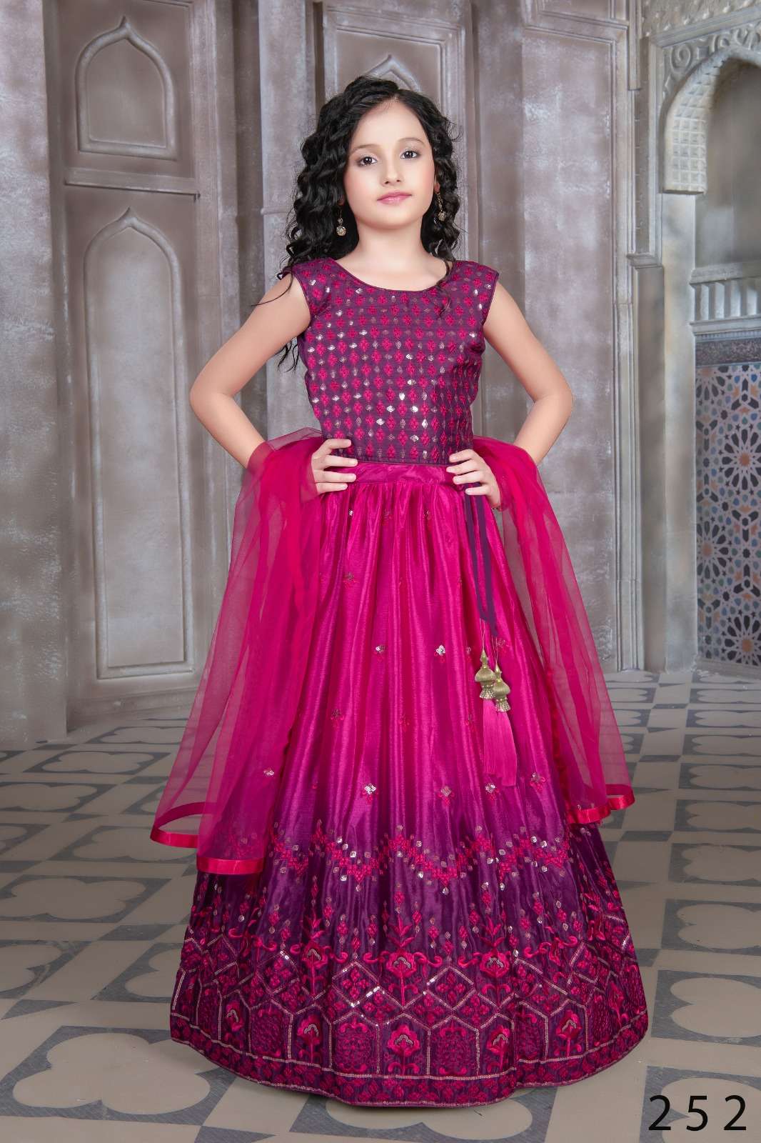 AARADHNA VOL-35 BY AQSAWHOLESALE GEORGETTE WORK STITCHED KIDS LEHENGAS