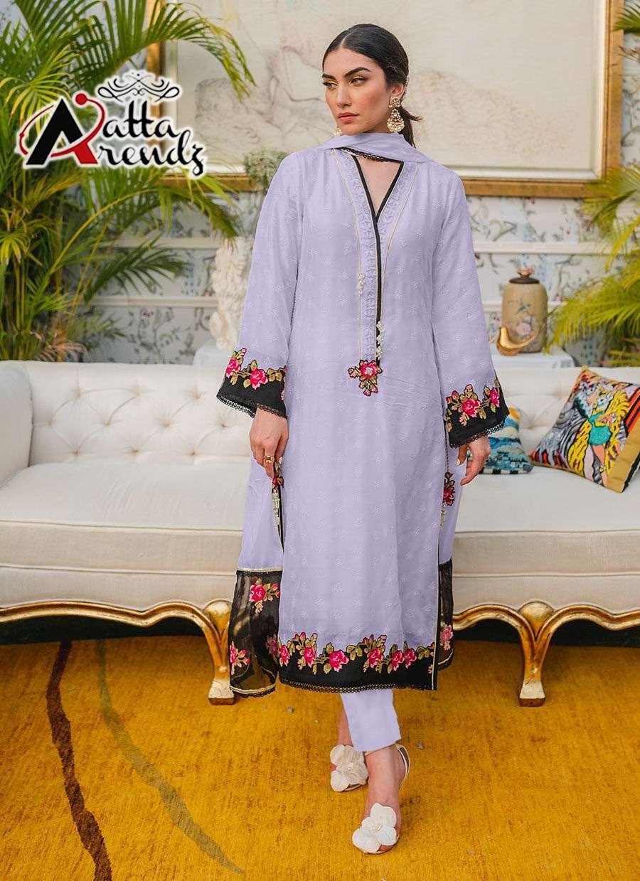 AATTA 2727 NX BY AATTA TRENDZ PURE GEORGETTE EMBROIDERY PAKISTANI STITCHED DRESSES