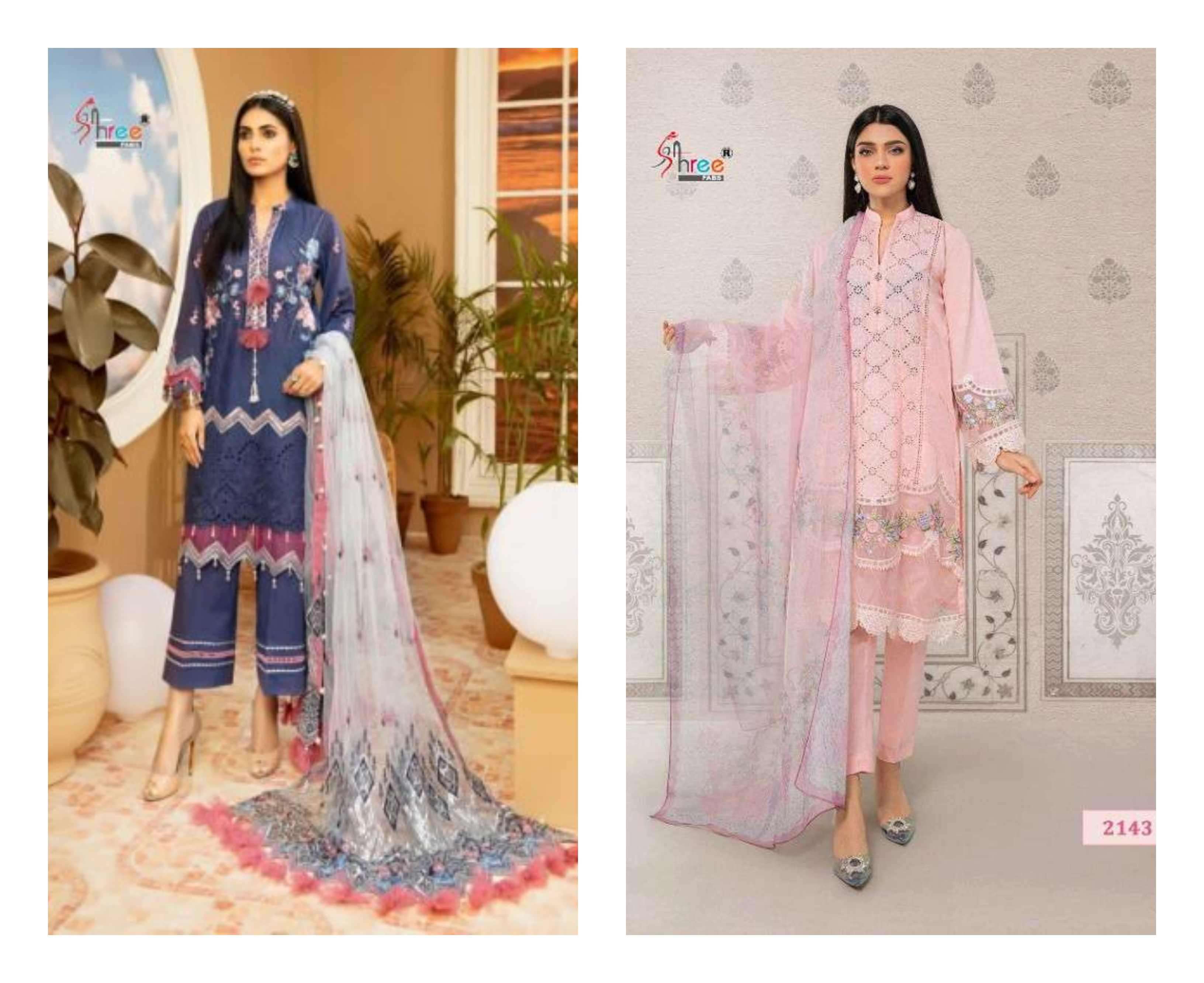 ADAN LIBAS SCHIFFLI COLLECTION VOL-2 BY SHREE FABS COTTON EMBROIDERY PAKISTANI DRESSES