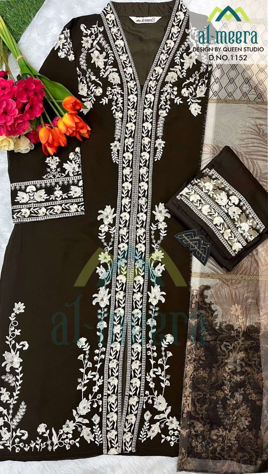 AL-MEERA 1152 COLOURS BY AL-MEERA FAUX GEORGETTE EMBROIDERY STITCHED PAKISTANI DRESSES