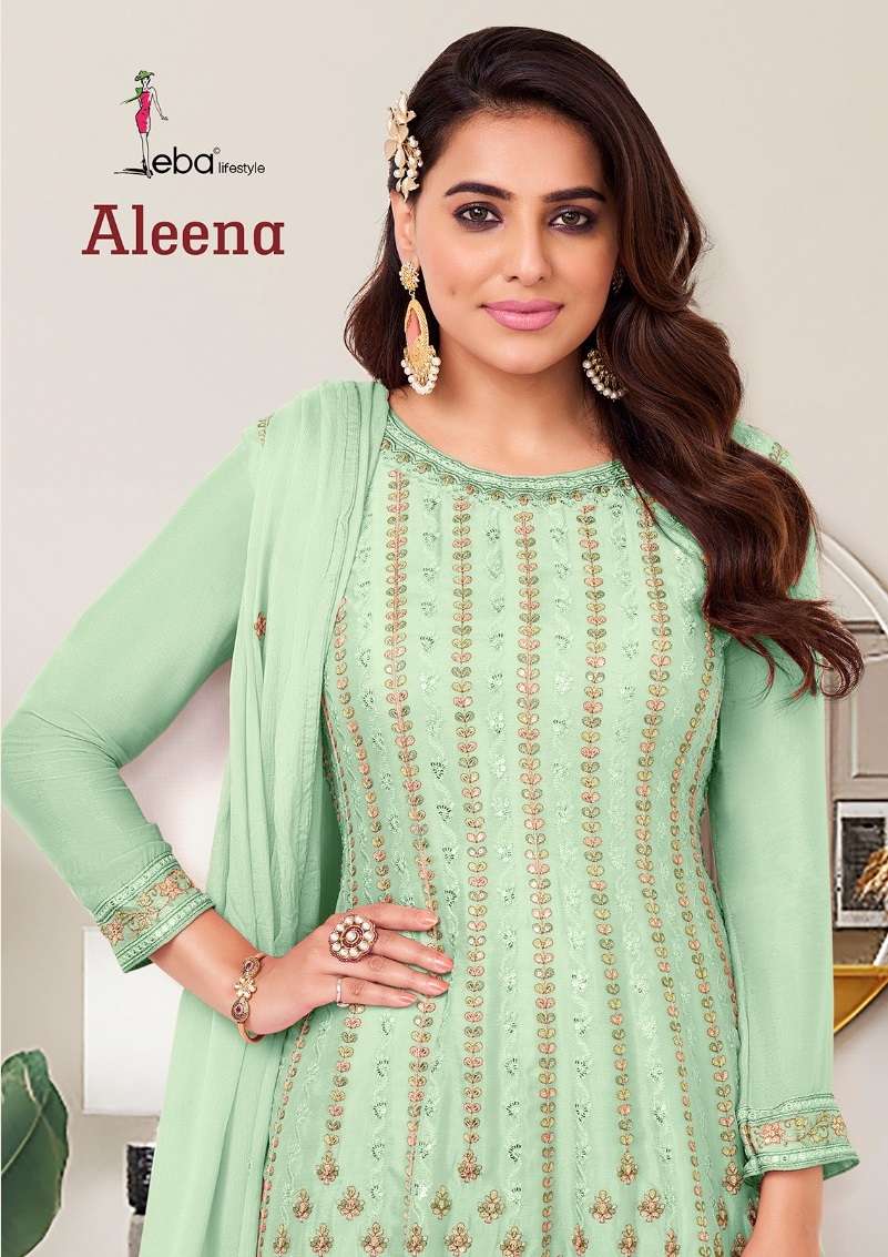 ALEENA BY EBA LIFESTYLE 1503 TO 1506 SERIES HEAVY CHINON EMBROIDERY STTICHED SHRARA SUITS