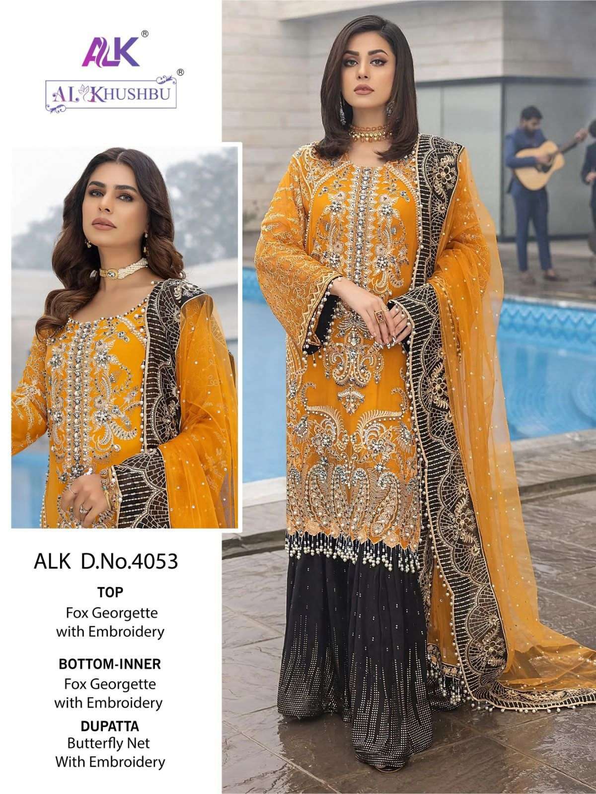 ALK-4053 HIT DESIGN BY AL KHUSHBU GEORGETTE EMBROIDERY PAKISTANI DRESS