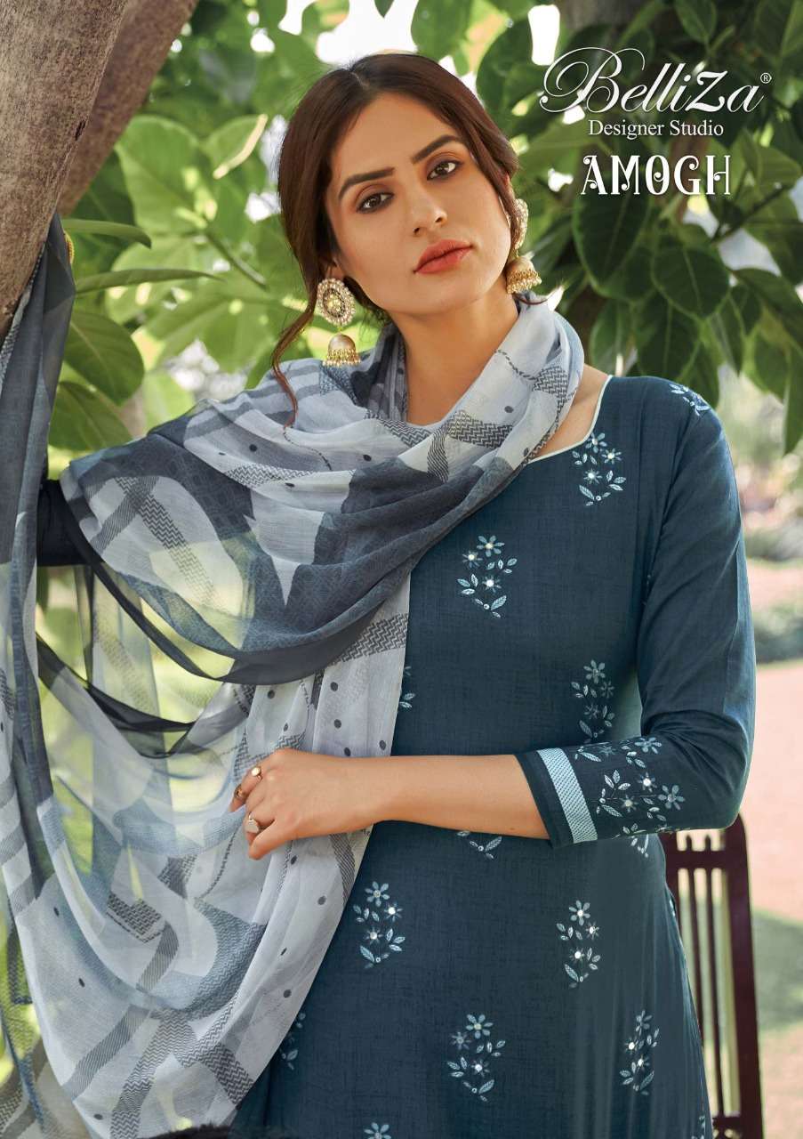 AMOGH BY BELLIZA 540-001 TO 540-010 SERIES PURE COTTON PRINT EMBROIDERY DRESSES