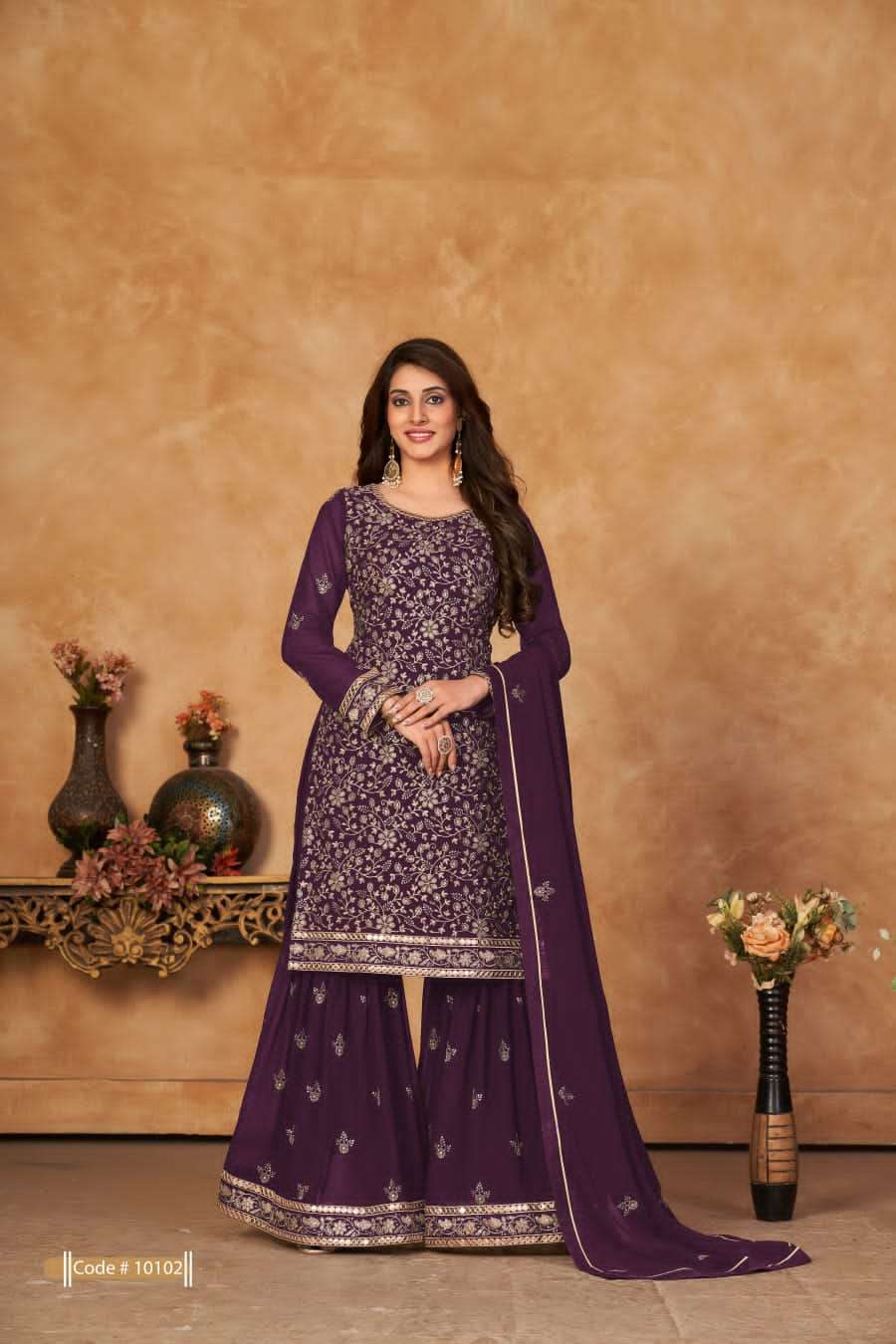 ANJUBA VOL-10 BY TWISHA 10101 TO 10104 SERIES FAUX GEORGETTE WORK SHARARA SUITS