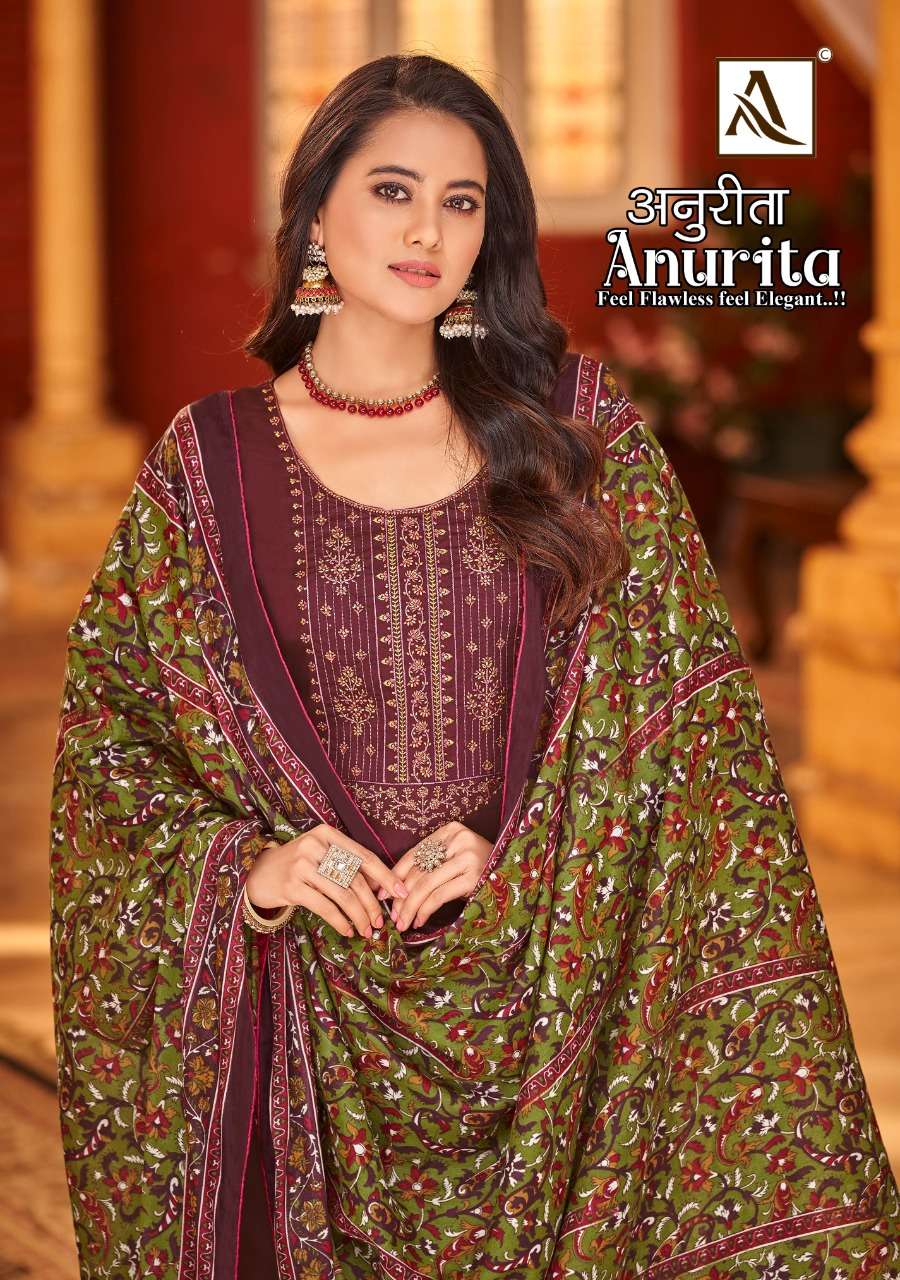 ANURITA BY ALOK SUIT 1017-001 TO 1017-006 SERIES PURE ZAM EMBROIDERY WORK DRESSES