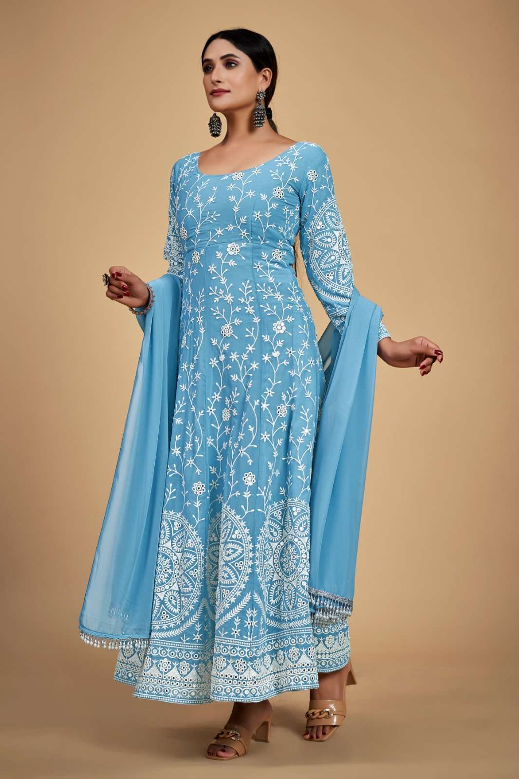 ARYA-197 BY AQSAWHOLESALE GEORGETTE GOTA THREAD EMBROIDERY STITCHED ANARKALI SUIT