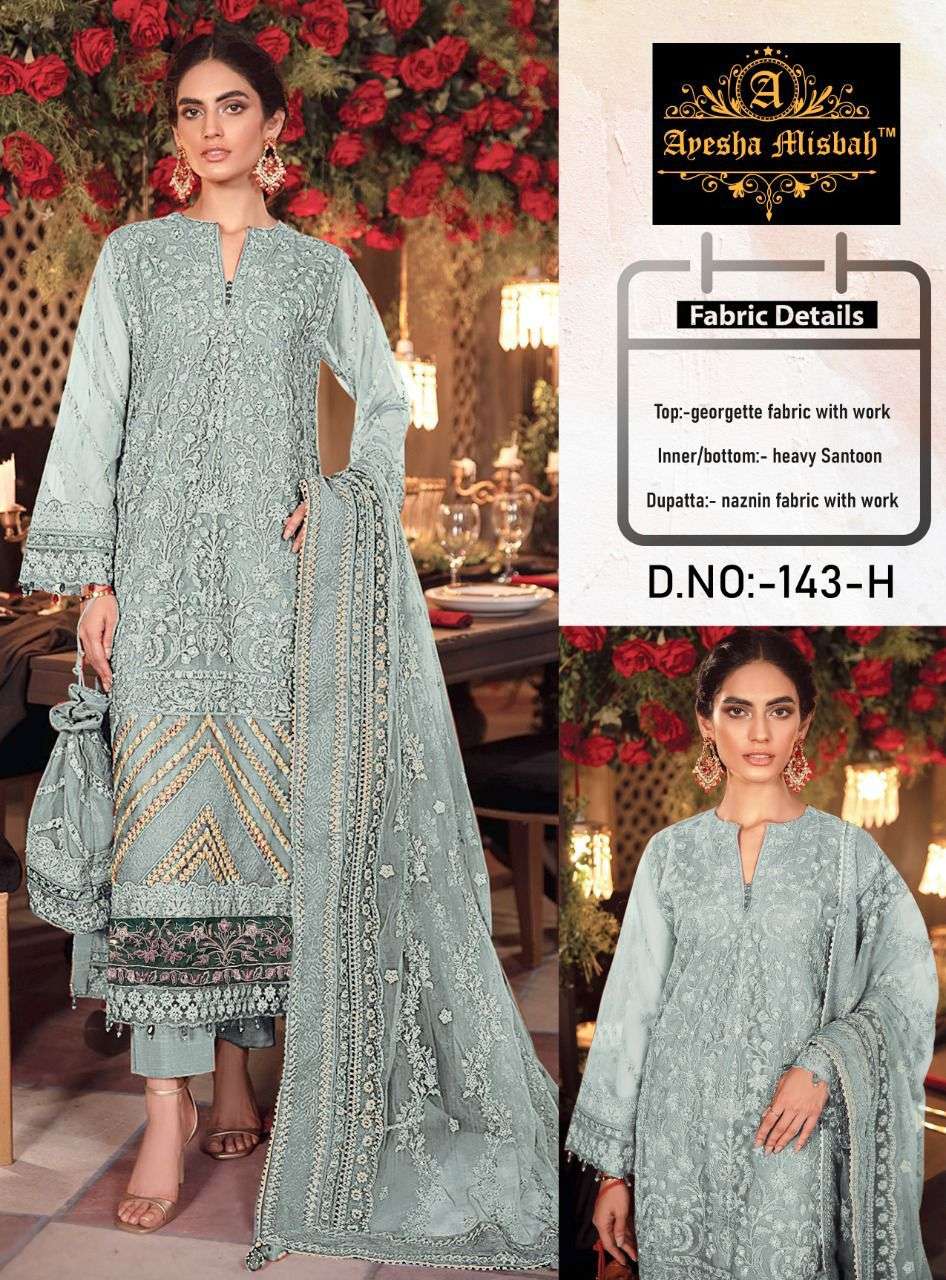 AYESHA MISBAH 143 NX BY AQSAWHOLESALE HEAVY GEORGETTE EMBRODIERY PAKISTANI DRESS