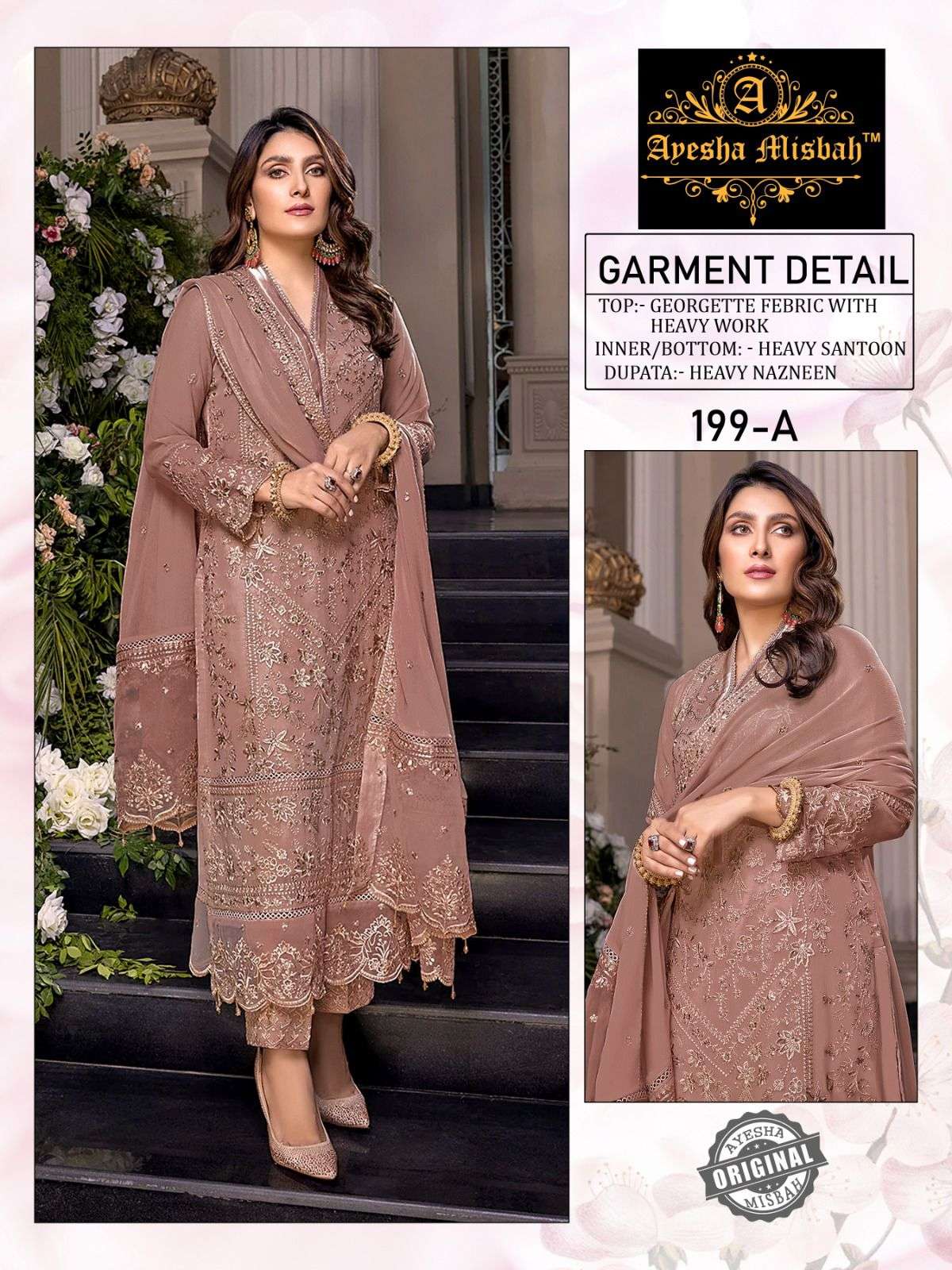 AYESHA MISBAH AM-199 COLOURS BY AQSAWHOLESALE GEORGETTE EMBROIDERY PAKISTANI DRESSES