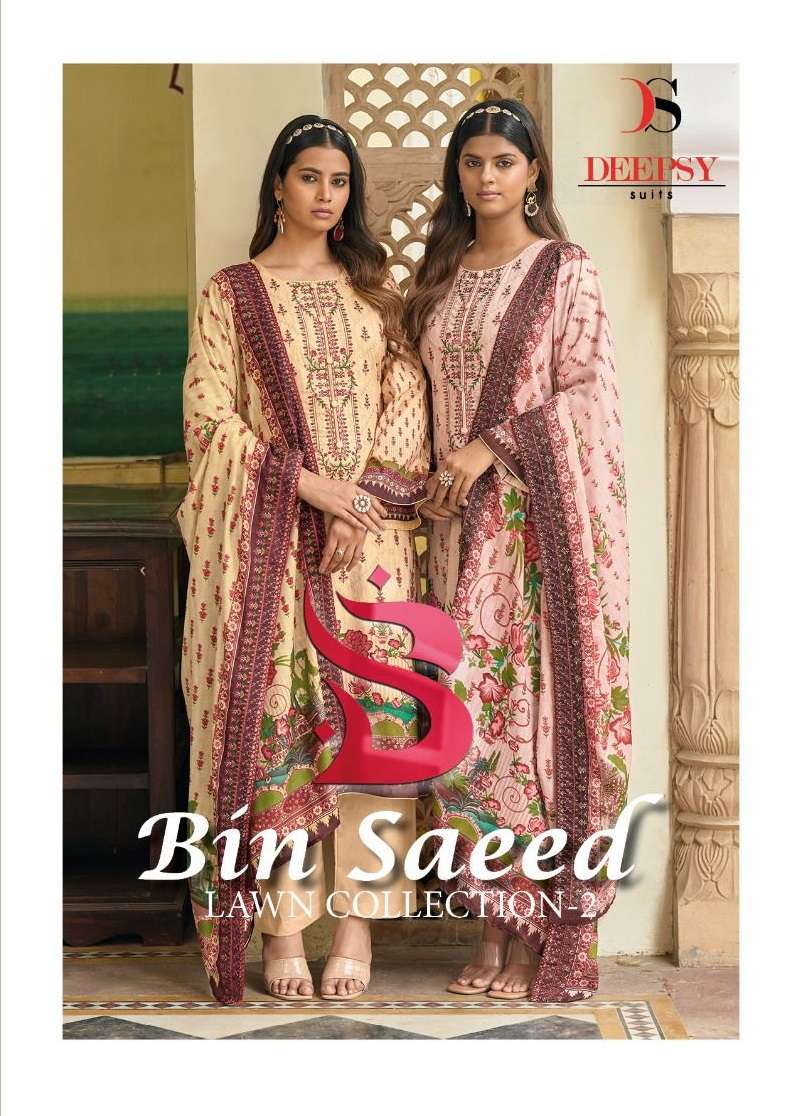 BIN SAEED LAWN COLLECTION VOL-2 BY DEEPSY SUITS 20001 TO 20008 SERIES COTTON EMBROIDERY PAKISTANI DR...