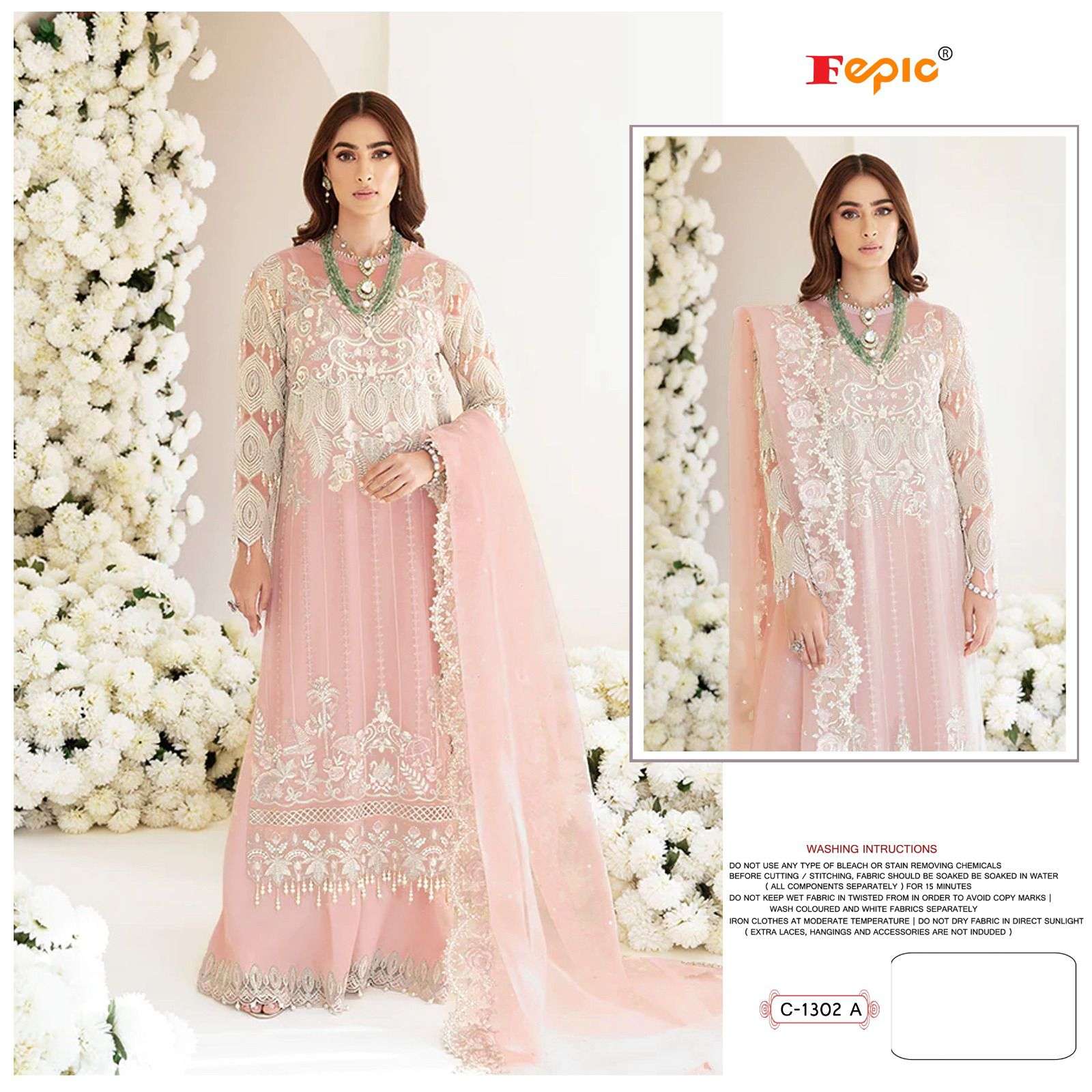 C-1302 COLOURS BY FEPIC 1302-A TO 1302-D SERIES GEORGETTE EMBROIDERY PAKISTANI DRESSES