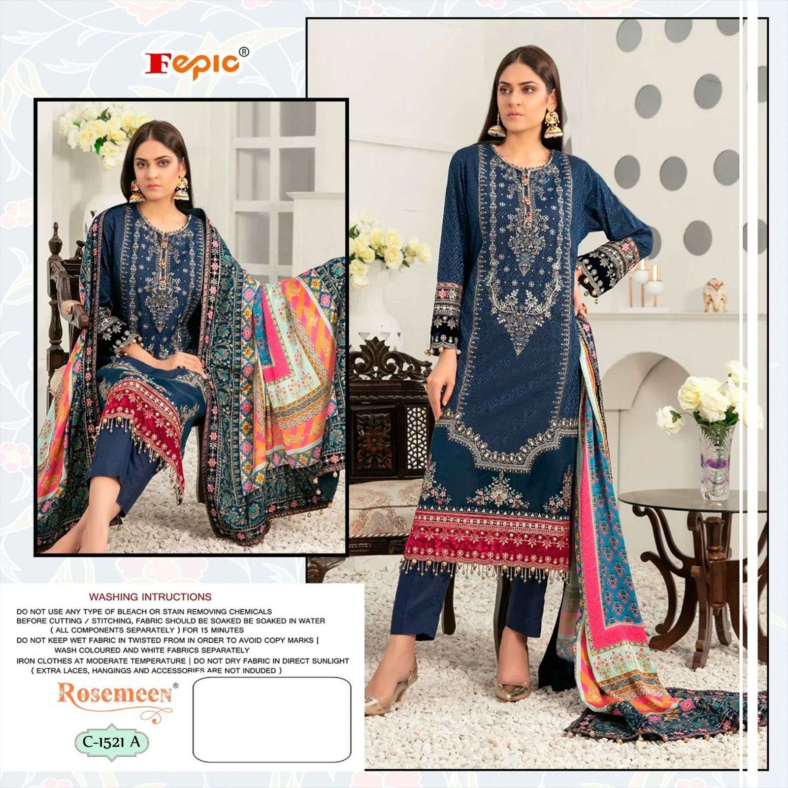 C-1521 COLOURS BY FEPIC 1521-A TO 1521-D SERIES GEORGETTE EMBROIDERY PAKISTANI DRESSES