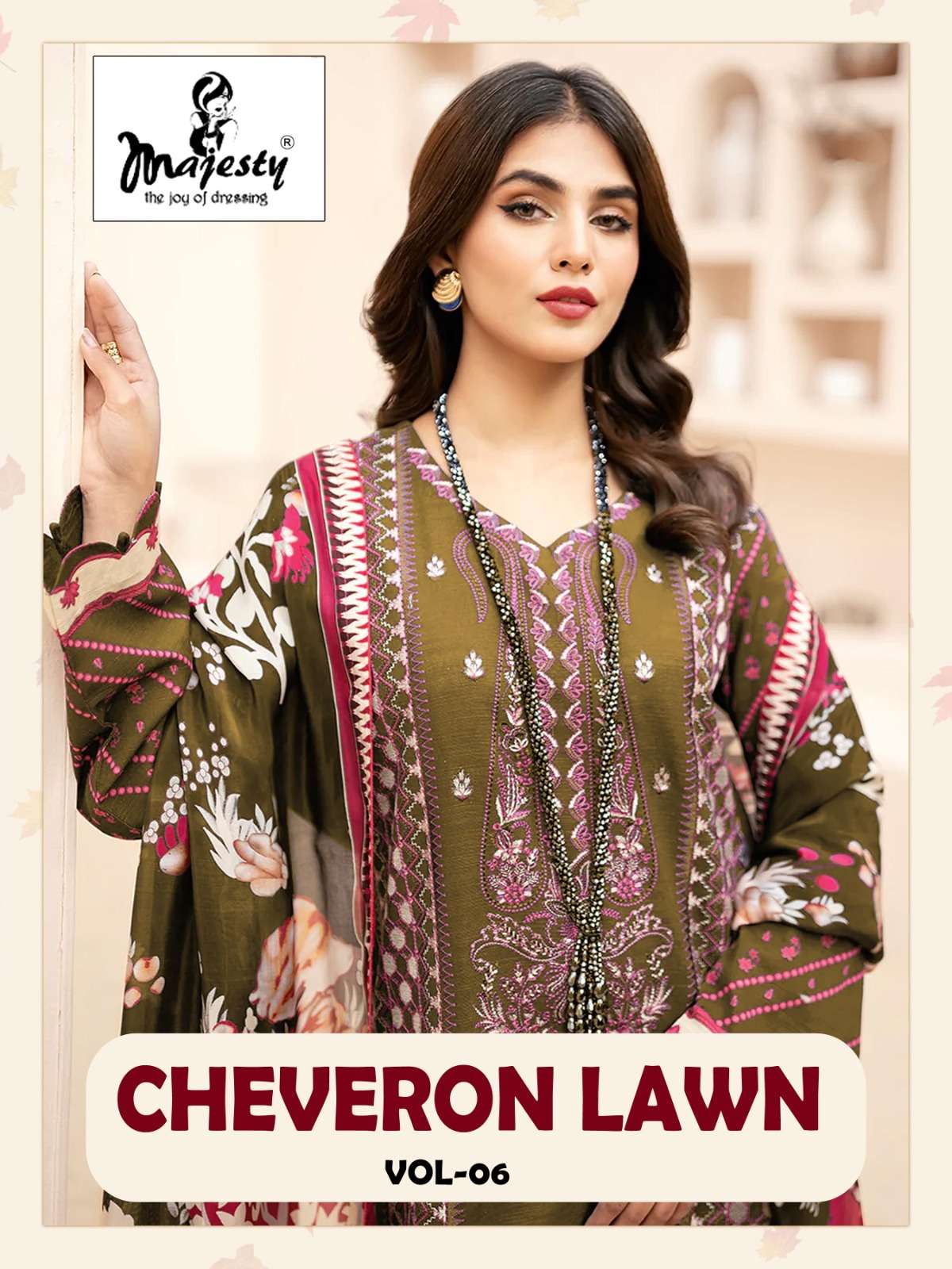 CHEVERON VOL-6 BY MAJESTY 6001 TO 6006 SERIES COTTON EMBROIDERY PAKISTANI DRESSES