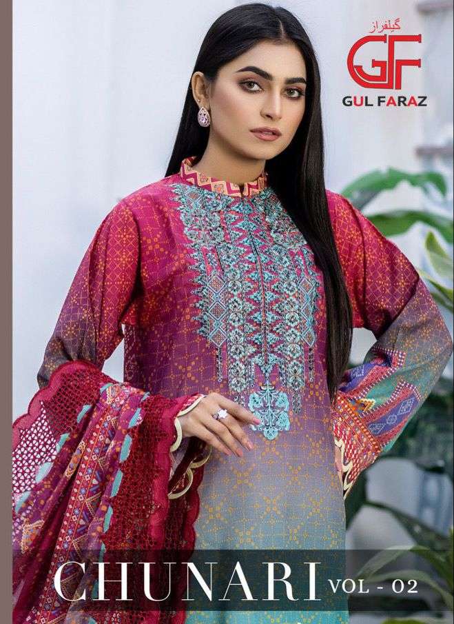 CHUNARI VOL-2 BY GUL FARAZ 01 TO 08 SERIES JAAM FABRIC PATCH WORK PAKISTANI SUITS