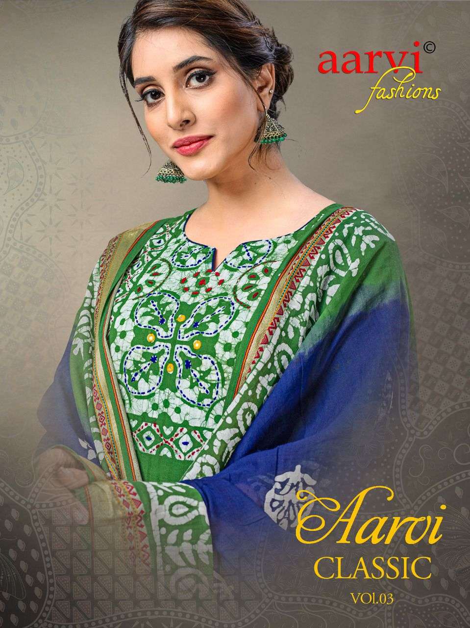 CLASSIC VOL-3 BY AARVI FASHION 7049 TO 7056 SERIES COTTON PRINT EMBROIDERY DRESSES