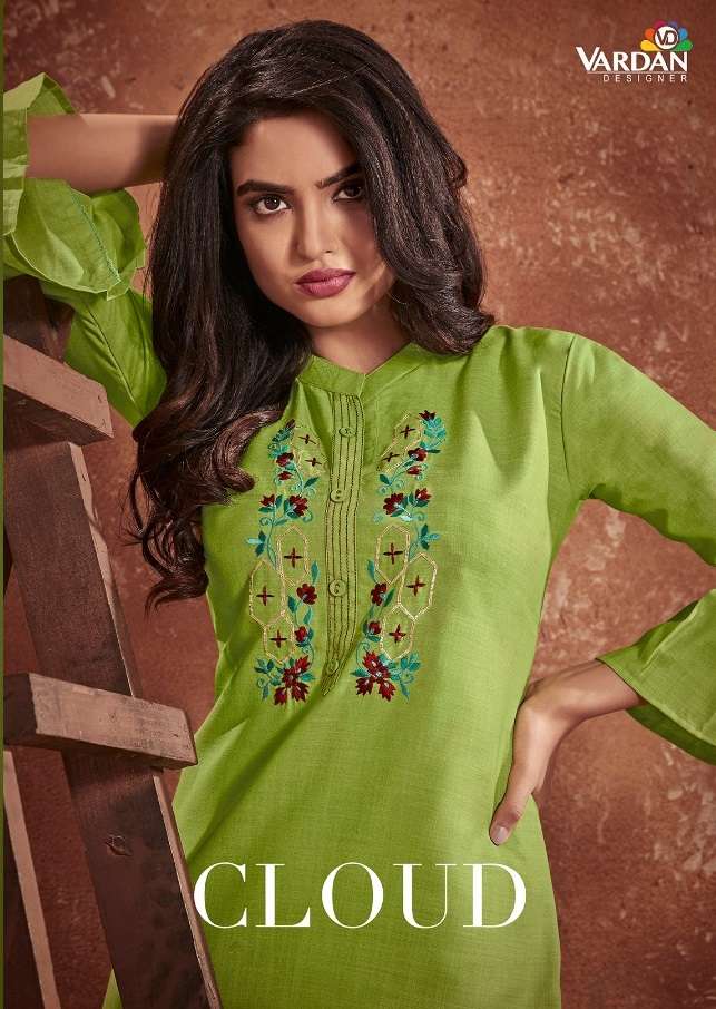 CLOUD BY VARDAN DESIGNER 311 TO 315 SERIES COTTON EMBROIDERY KURTIS