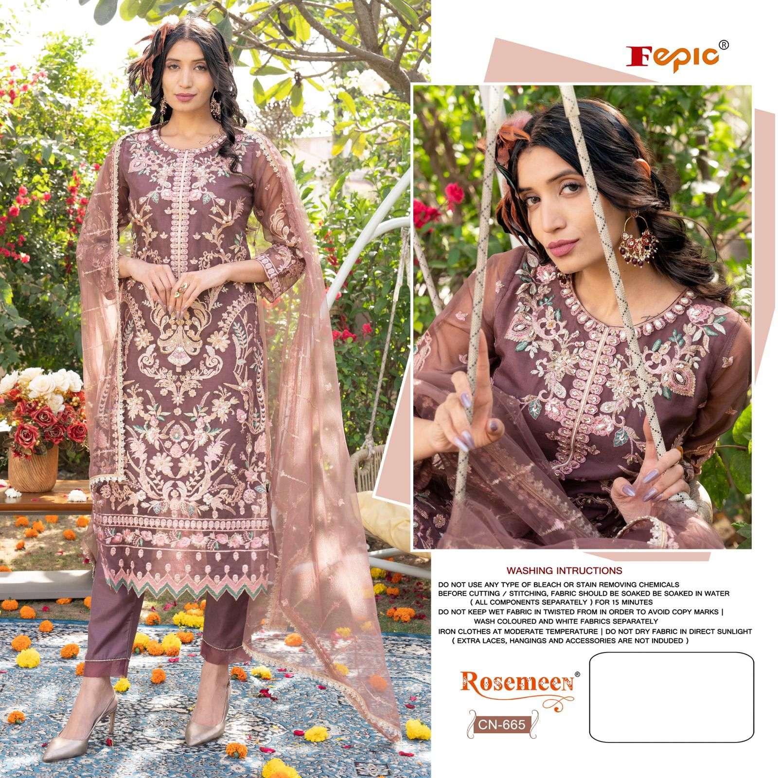 CN-665 HIT DESIGN BY FEPIC ORGANZA EMBROIDERY PAKISTANI STITCHED DRESS