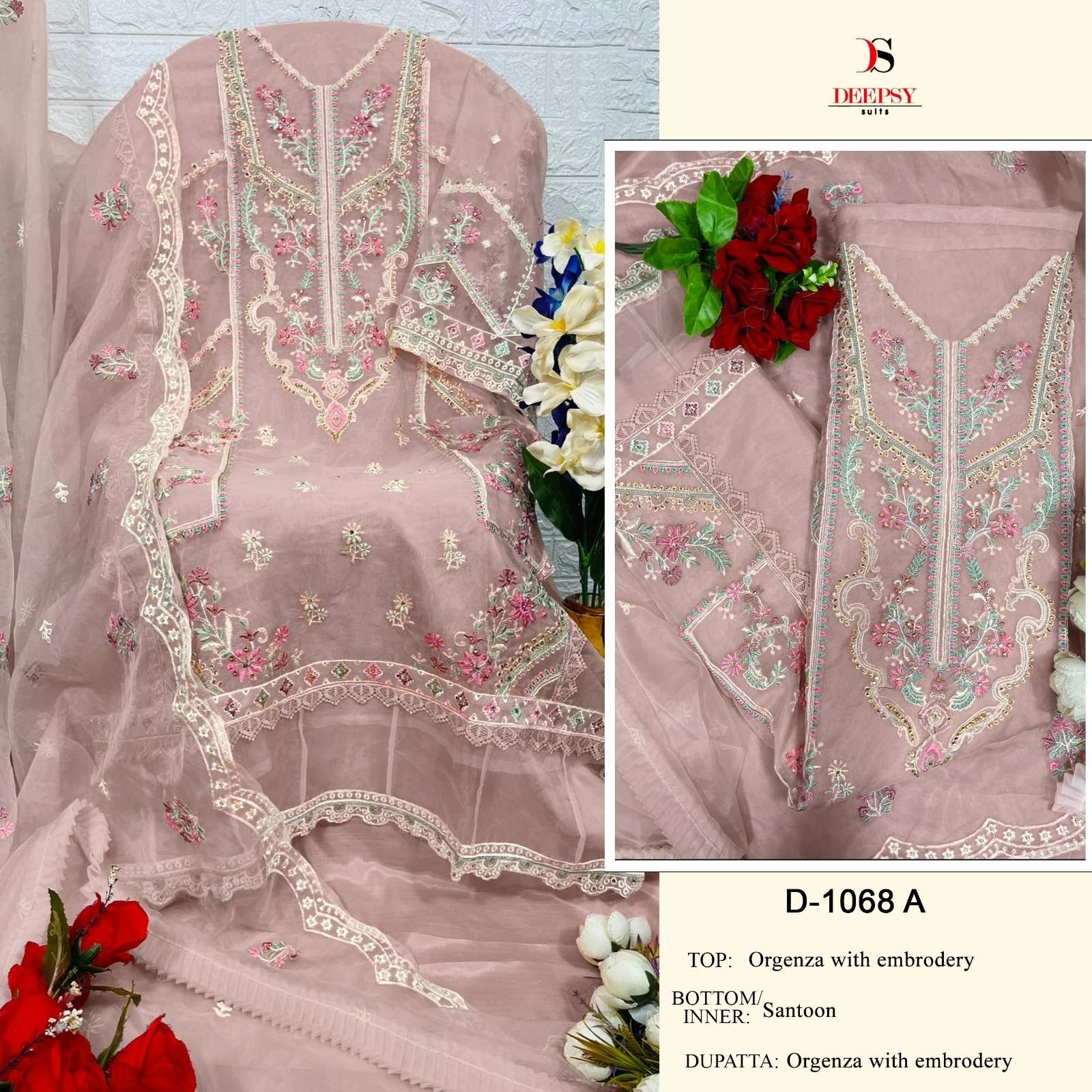 D-1068 COLOURS BY DEEPSY SUITS 1068-A TO 1068-D SERIES ORGANZA EMBROIDERY PAKISTANI DRESSES