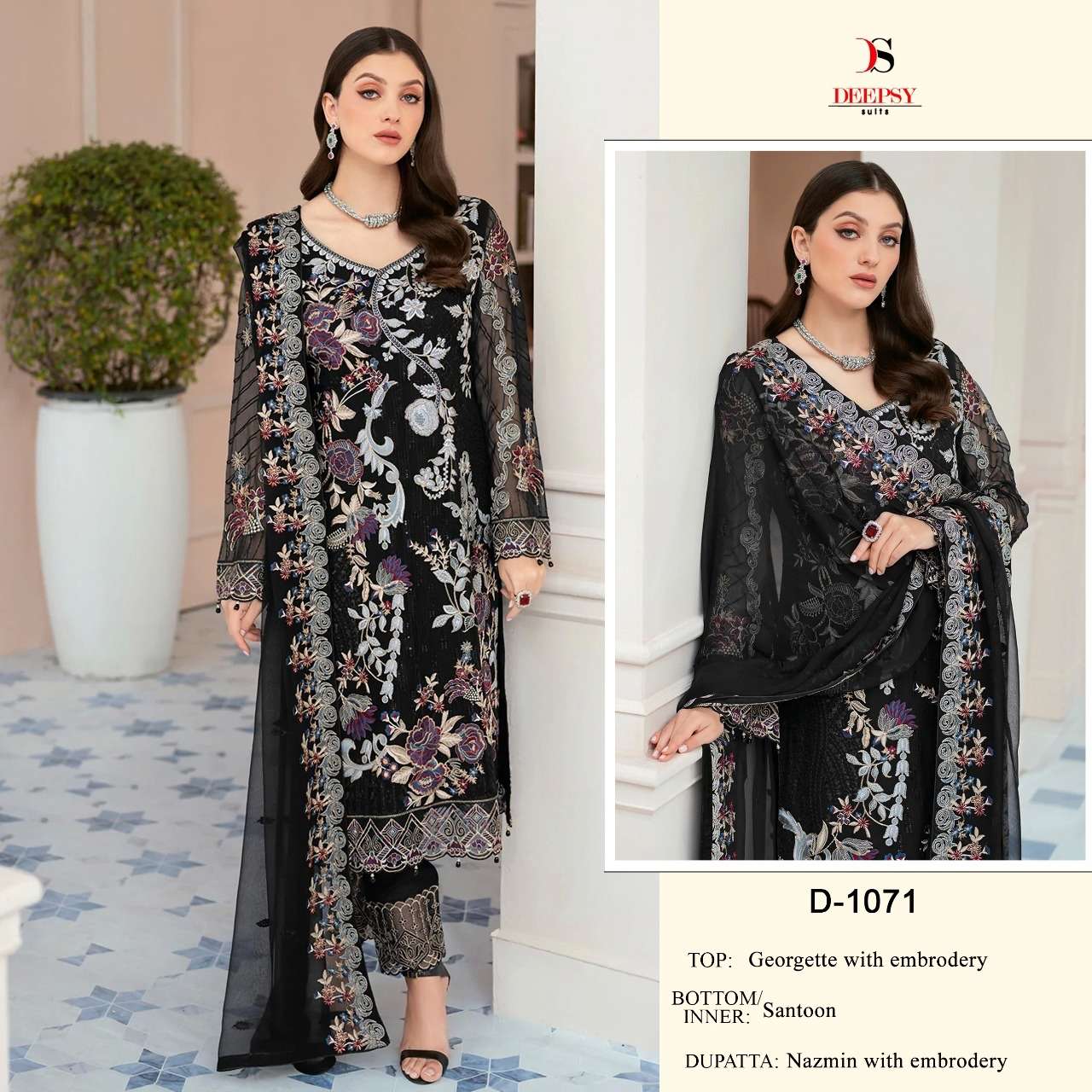 D-1071 HIT DESIGN BY DEEPSY SUITS GEORGETTE EMBROIDERY PAKISTANI DRESS