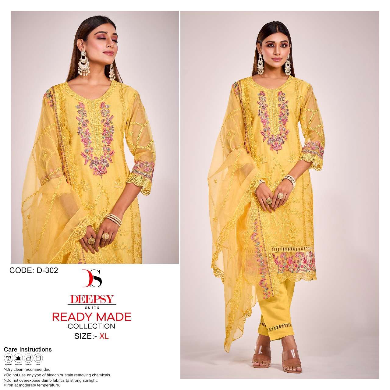 D-302 HIT DESIGN BY DEEPSY SUITS PURE ORGANZA EMBROIDERY STITCHED PAKISTANI DRESS