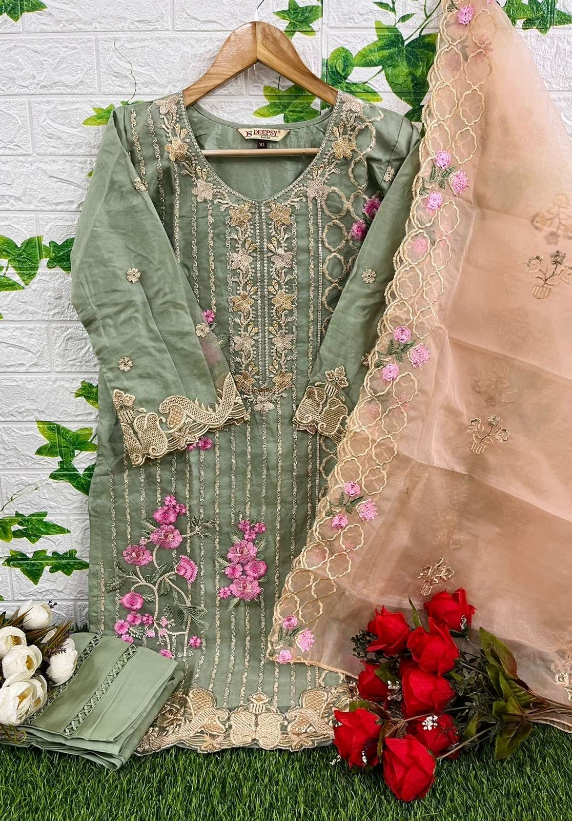 D-319 HIT DESIGN BY DEEPSY SIUTS ORGANZA EMBROIDERY PAKISTANI STITCHED DRESS