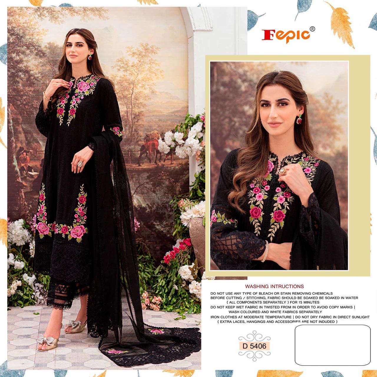 D-5406 COLOURS BY FEPIC 5406-A TO 5406-H SERIES GEORGETTE EMBROIDERY PAKISTANI SUITS