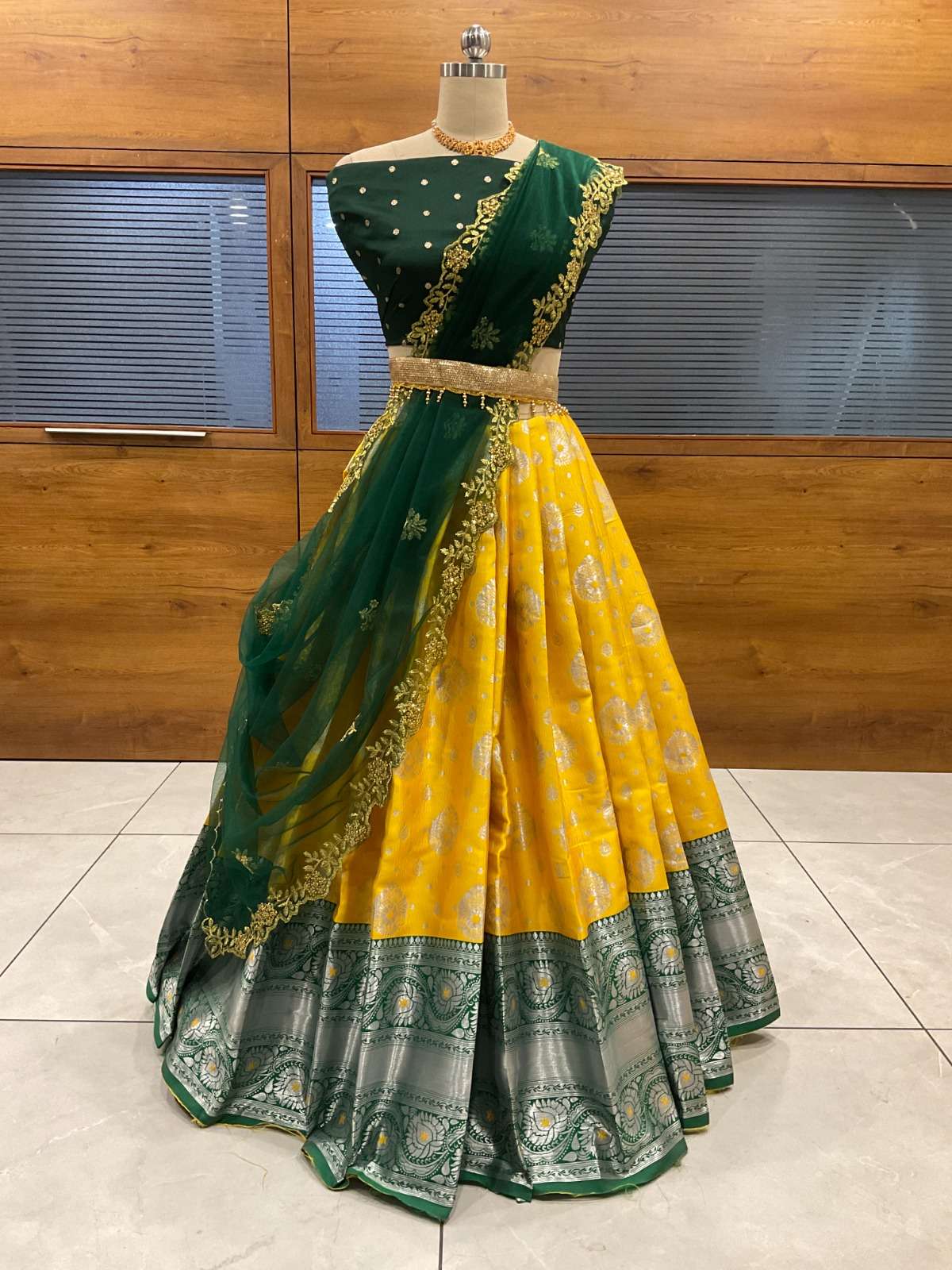 DDH-419 BY AQSAWHOLESALE LITCHI SILK WITH WORK LEHENGA