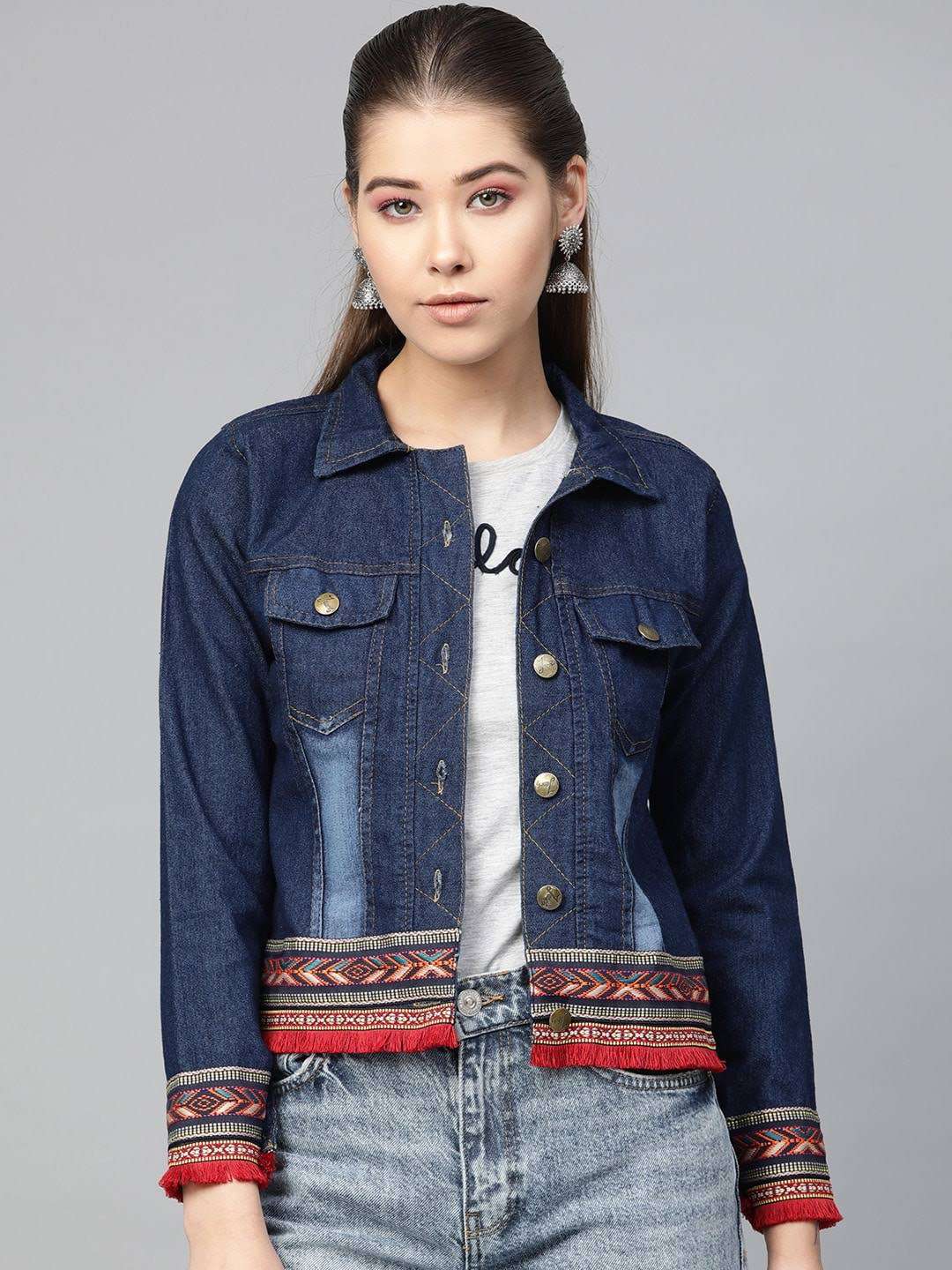 DENIM JACKET BY AQSAWHOLESALE FANCY DENIM WITH WORK GIRLS JACKET