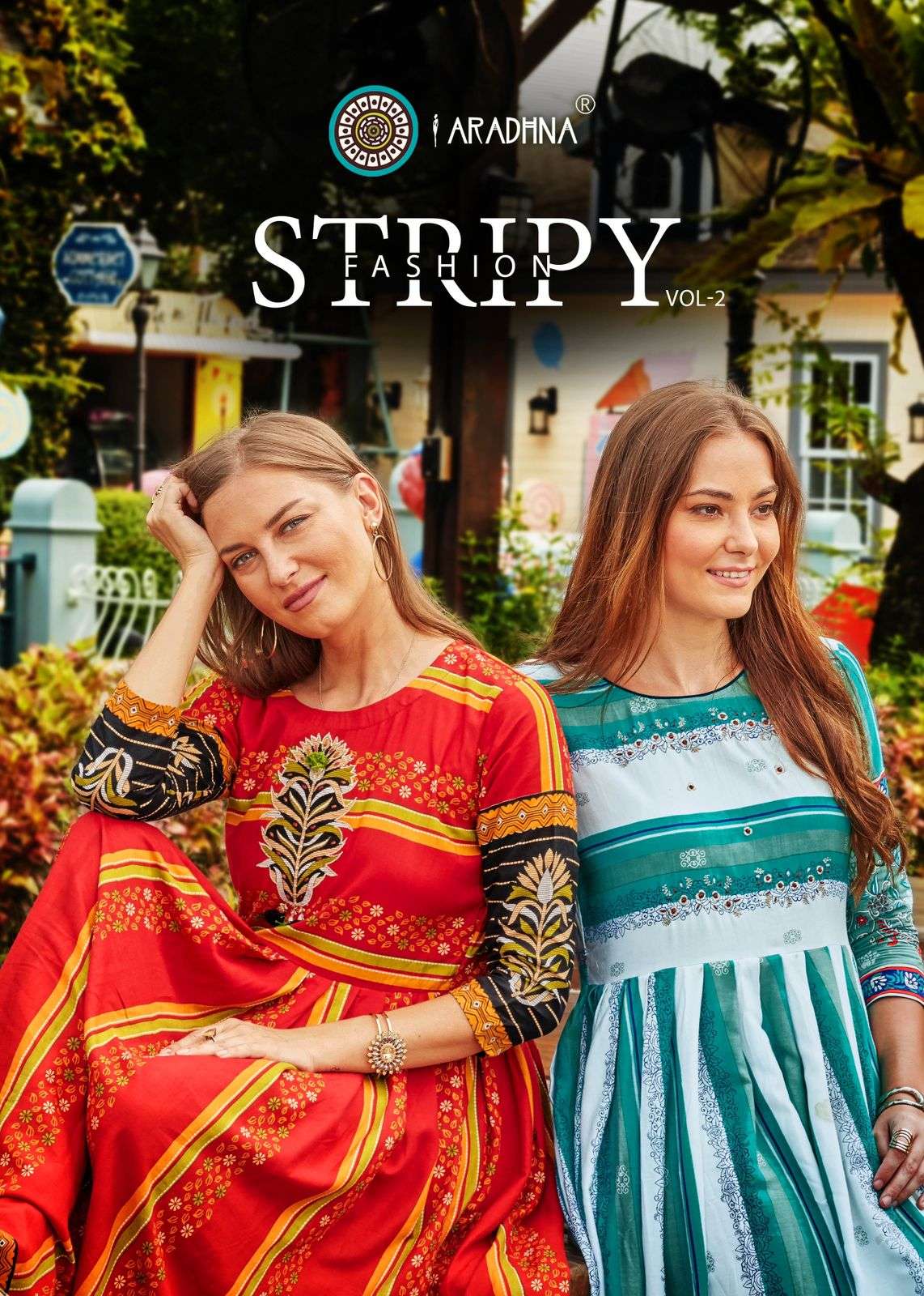 FASHION STRIPY VOL-2 BY ARADHNA 2001 TO 2012 SERIES RAYON EMBROIDERY LONG KURTIS