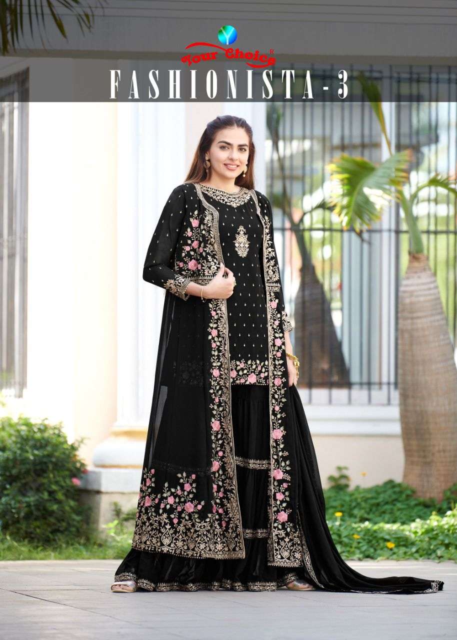 FASHIONISTA VOL-3 BY YOUR CHOICE 4439 TO 4444 SERIES BLOOMING GEORGETTE WORK STITCHED DRESSES