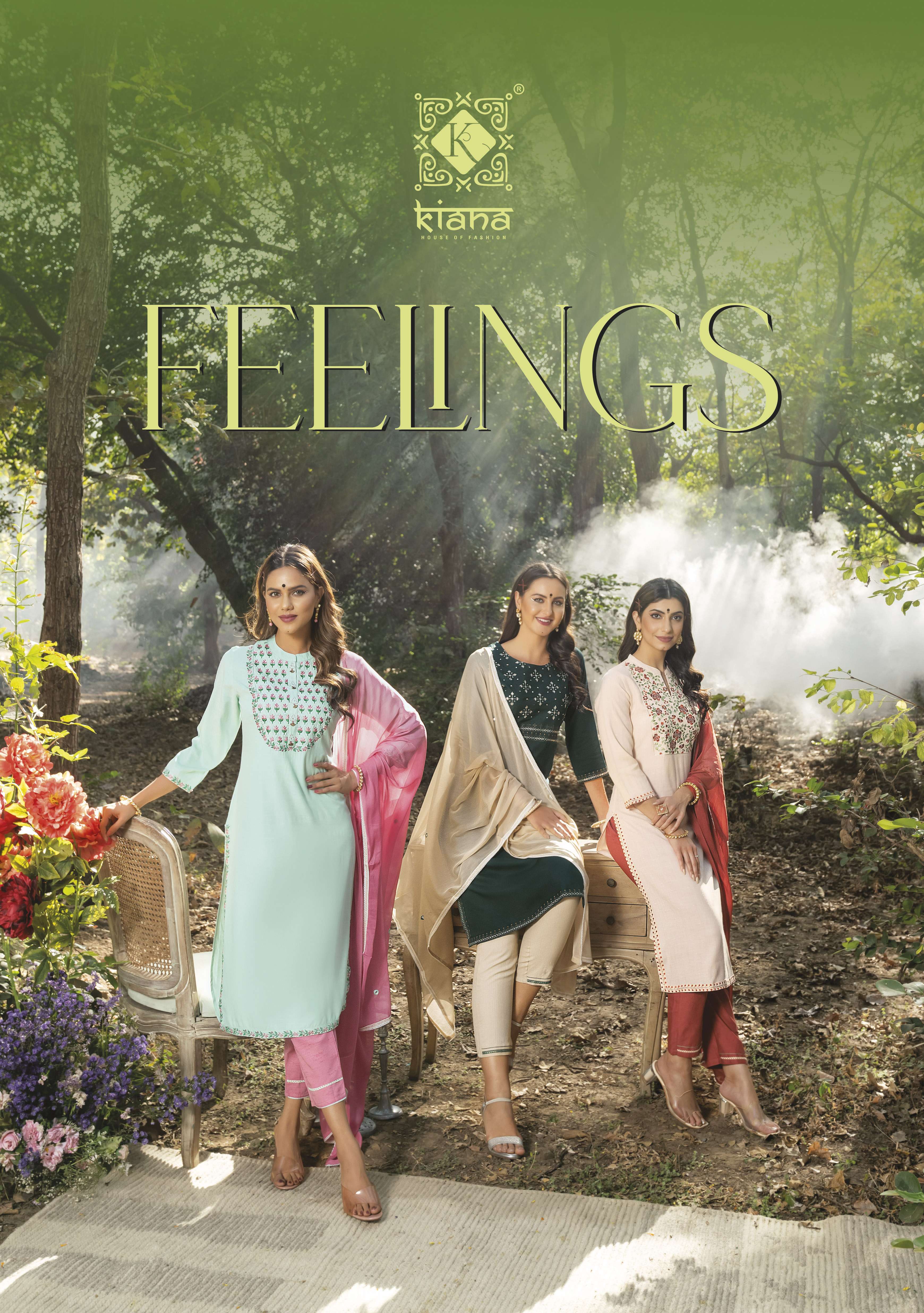 FEELINGS BY KIANA 101 TO 106 SERIES BOMBAY FANCY EMBROIDERY STITCHED DRESSES