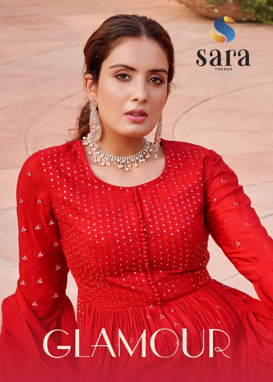 GLAMOUR BY SARA TRENDZ 3011 TO 3014 SERIES CHINON HEAVY EMBROIDERY NAIRA CUT SUITS