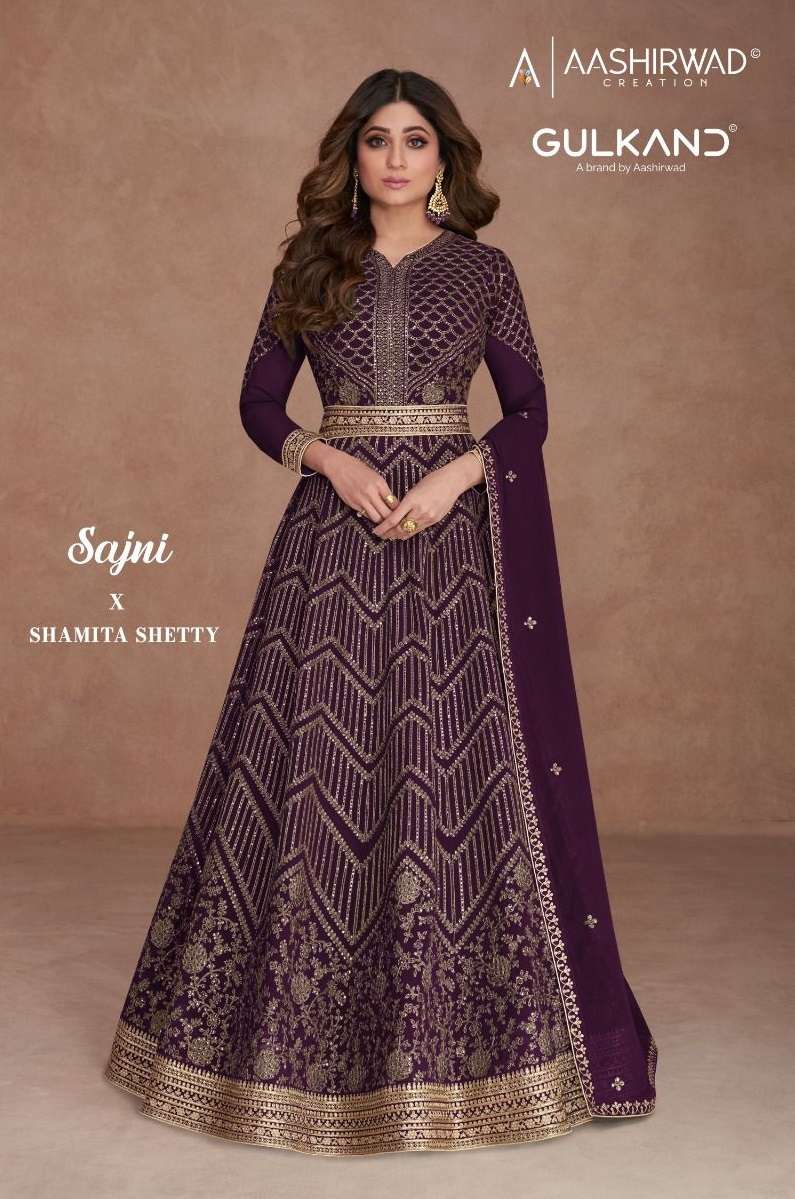 GULKAND SAJNI BY AASHIRWAD CREATION 9543 TO 9547 SERIES GEORGETTE HEAVY WORK ANARKALI DRESSES