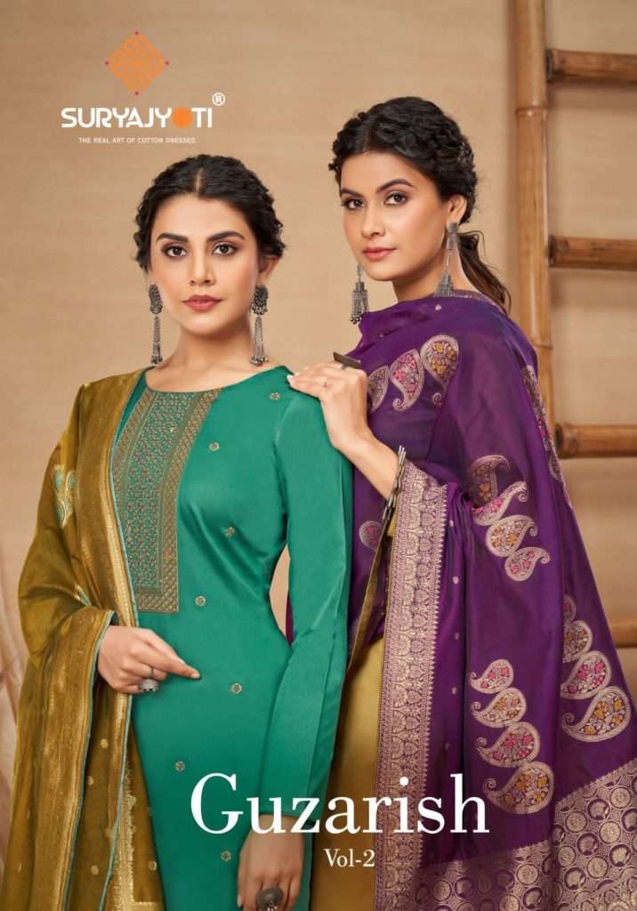 GUZARISH VOL-2 BY SURYAJYOTI 2001 TO 2006 SERIES JAAM SATIN EMBROIDERY DRESSES