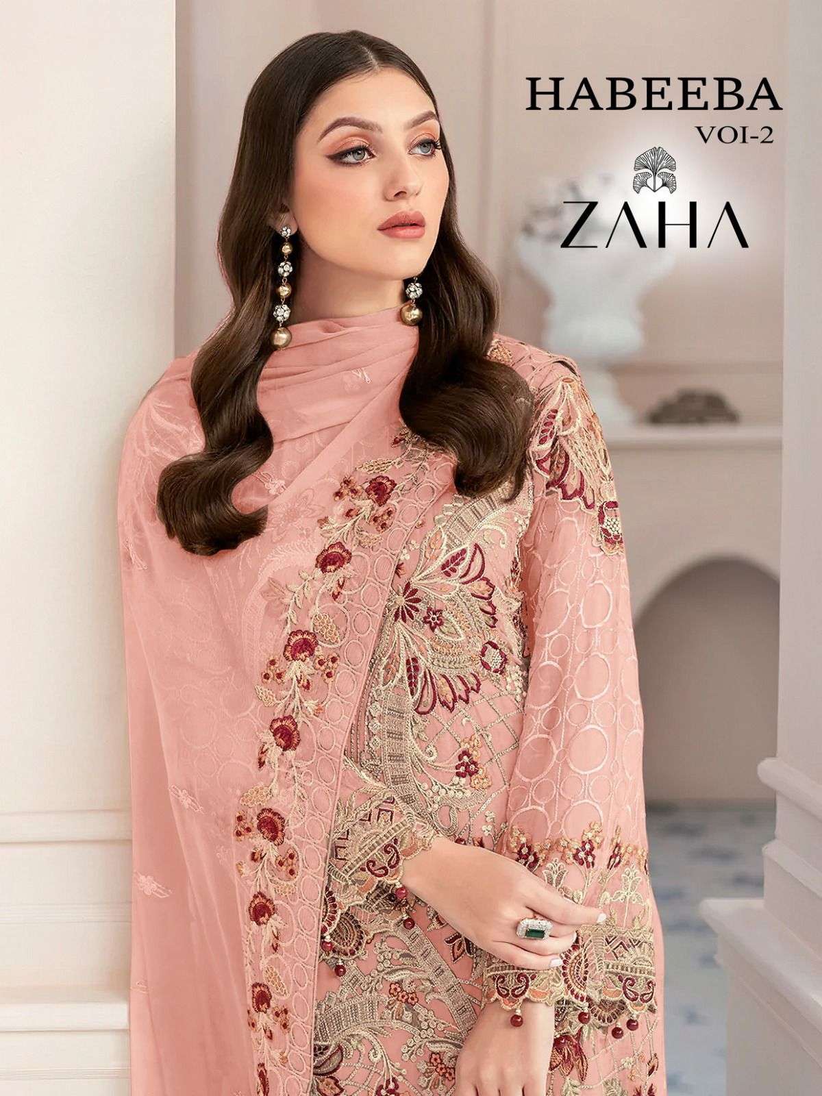 HABEEBA VOL-2 BY ZAHA 10129-A TO 10129-D SERIES FAUX GEORGETTE EMBROIDERY PAKISTANI DRESSES