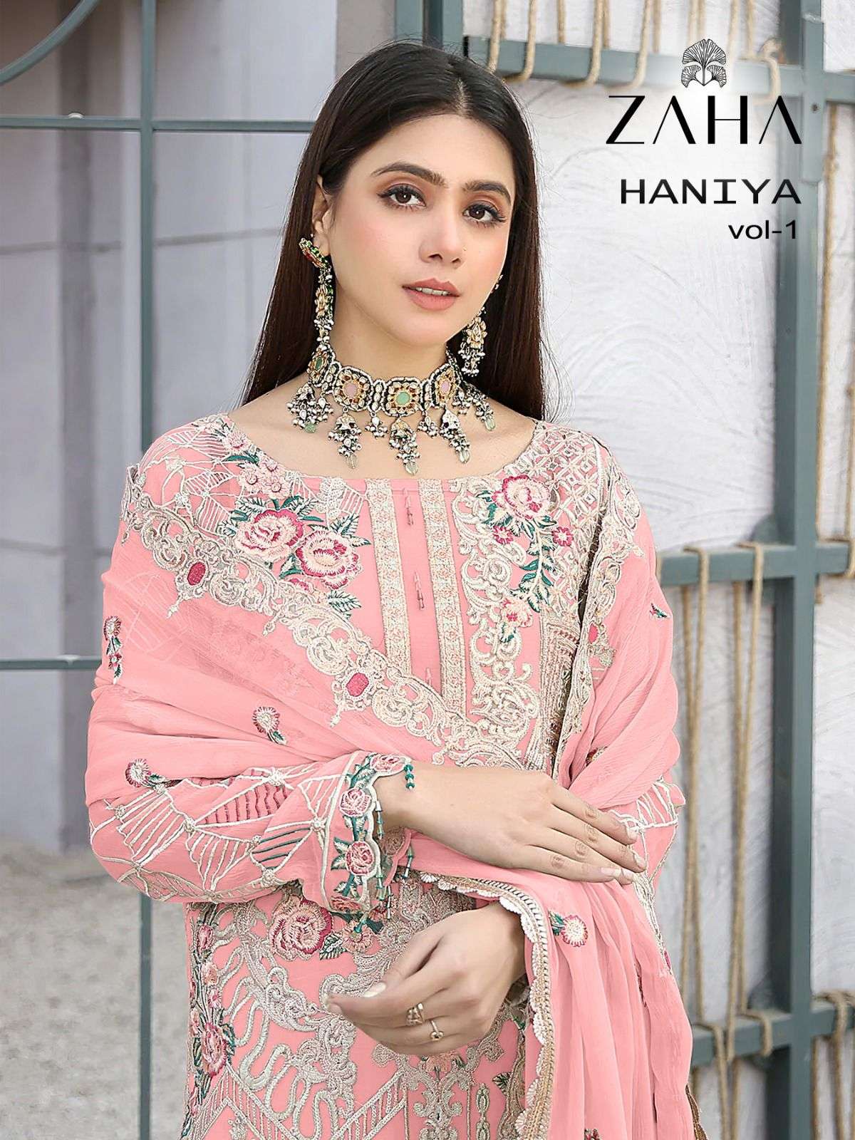 HANIYA VOL-1 BY ZAHA 10128-A TO 10128-D SERIES GEORGETTE EMBROIDERY PAKISTANI DRESSES