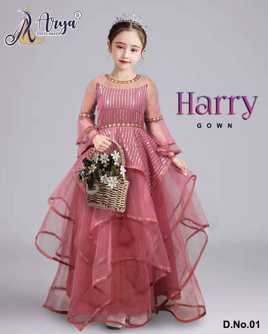 HARRY GOWN BY ARYA DRESS MAKER 01 TO 06 SERIES GEORGETTE SEQUENCE WORK KIDS GOWNS