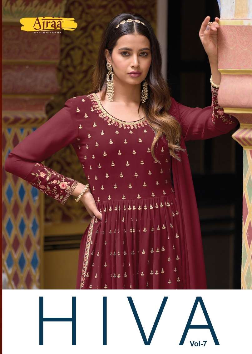 HIVA VOL-7 BY AJRAA 51621 TO 51624 SERIES GEORGETTE EMBROIDERY SEQUENCE DRESSES