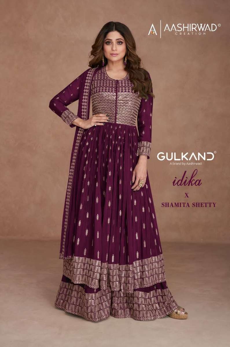 IDIKA BY AASHIRWAD CREATION 9538 TO 9542 SERIES REAL GEORGETTE EMBROIDERY STITCHED DRESSES