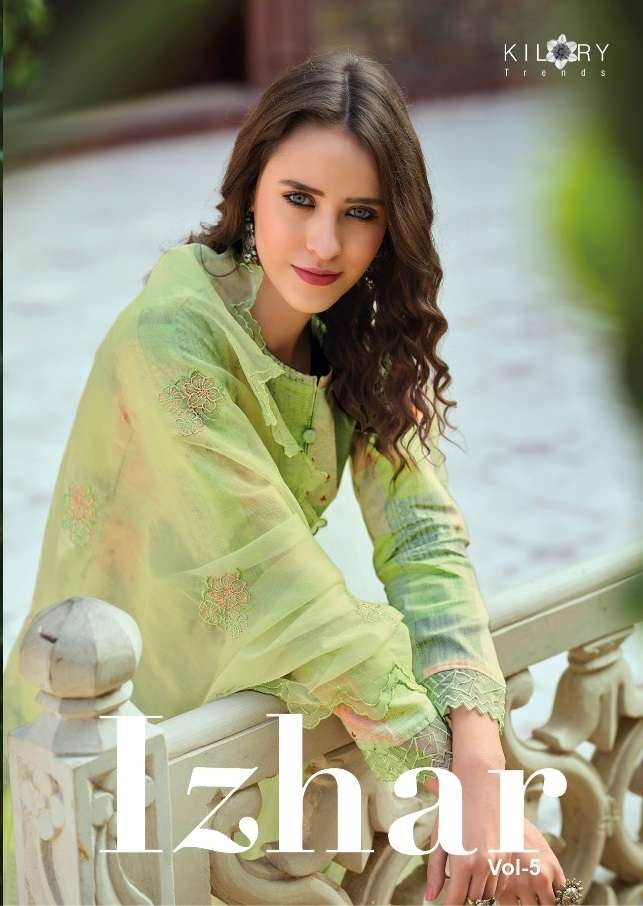 IZHAR VOL-5 BY KILORY TRENDZ 301 TO 306 SERIES COTTON SILK EMBROIDERY WORK DRESSES