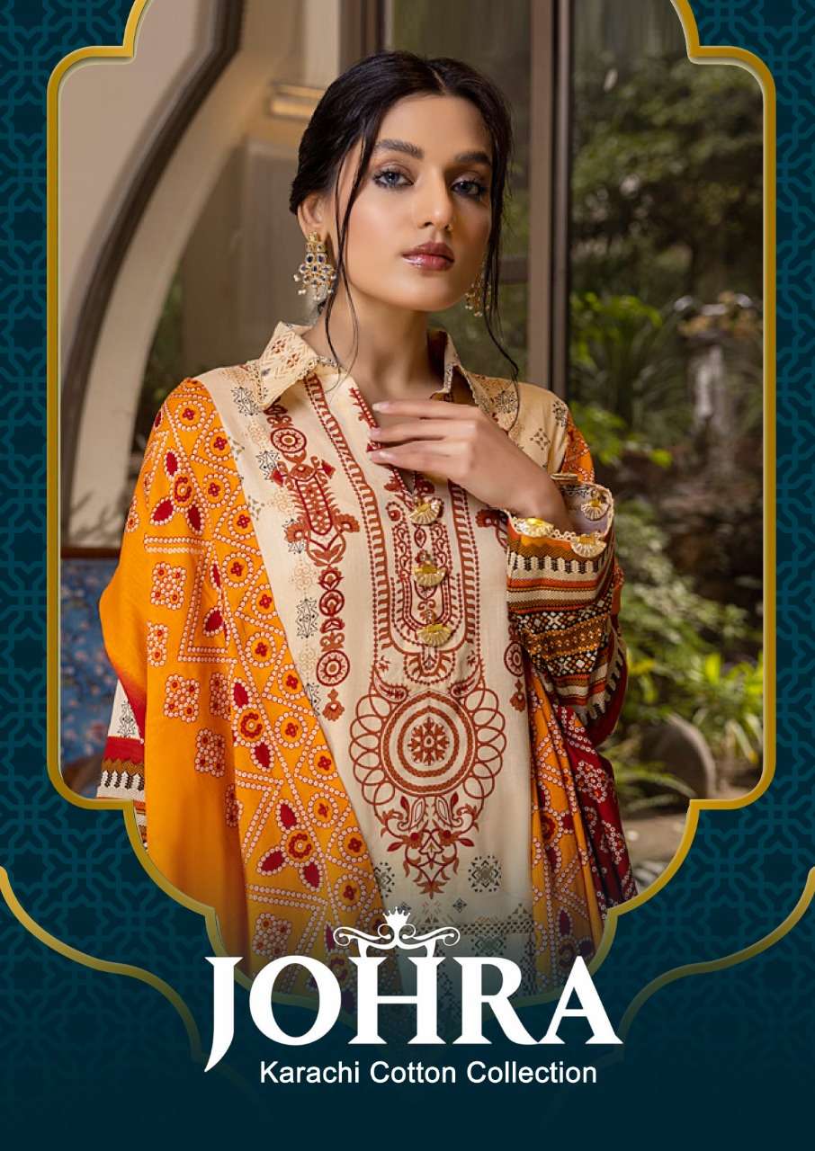 JOHRA BY AQSAWHOLESALE 1001 TO 1006 SERIES COTTON LAWN PRINT DRESSES