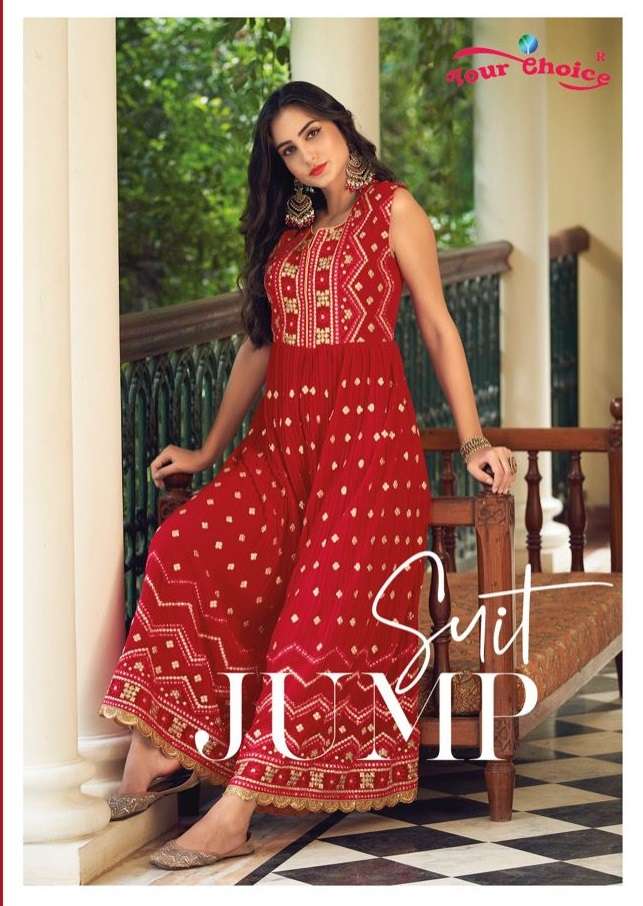 JUMP SUIT BY ZAVERI 5001 TO 5006 SERIES BLOOMING GEORGETTE EMBROIDERY KUMP SUITS