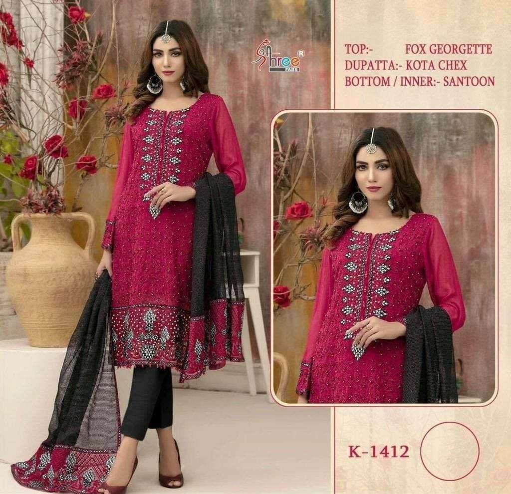 K-1412 HIT DESIGN BY SHREE FABS FAUX GEORGETTE EMBROIDERY PAKISTANI DRESS