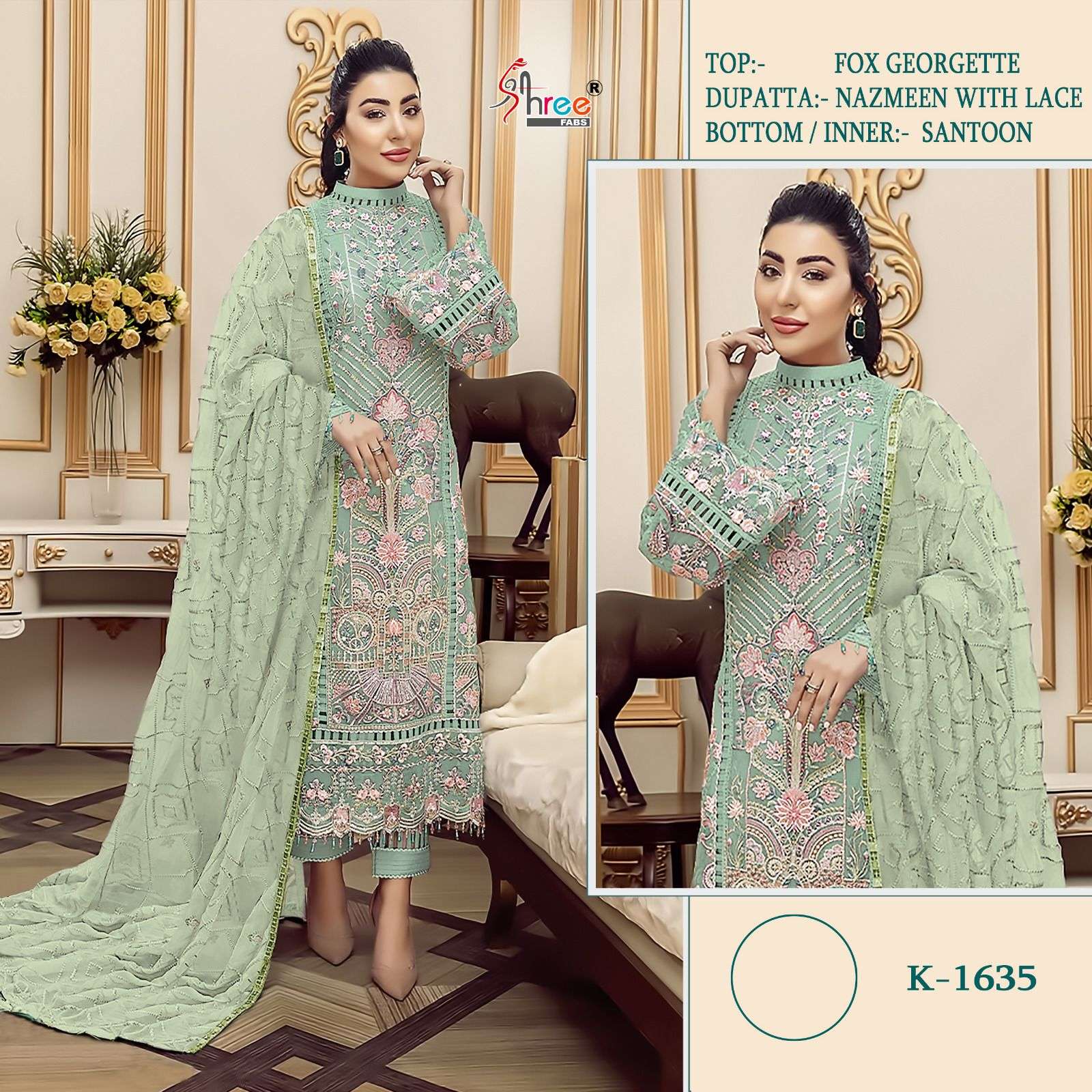 K-1635 HIT DESIGN BY SHREE FABS FAUX GEORGETTE EMBROIDERY PAKISTANI DRESS