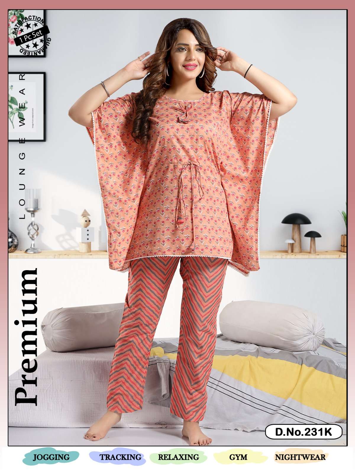 KAFTAN NIGHT SUIT VOL-3 BY AQSAWHOLESALE PURE COTTON PRINT KAFTANS & PAYJAMA