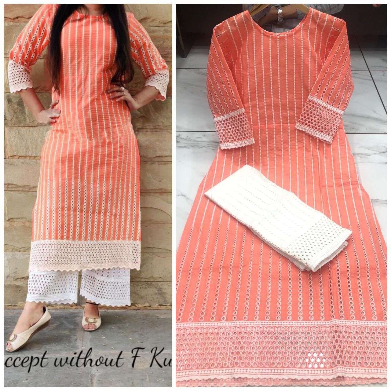 KAIRAA VOL-4 BY AQSAWHOLESALE PURE CHIKANKARI COTTON WORK KURTI & PANTS