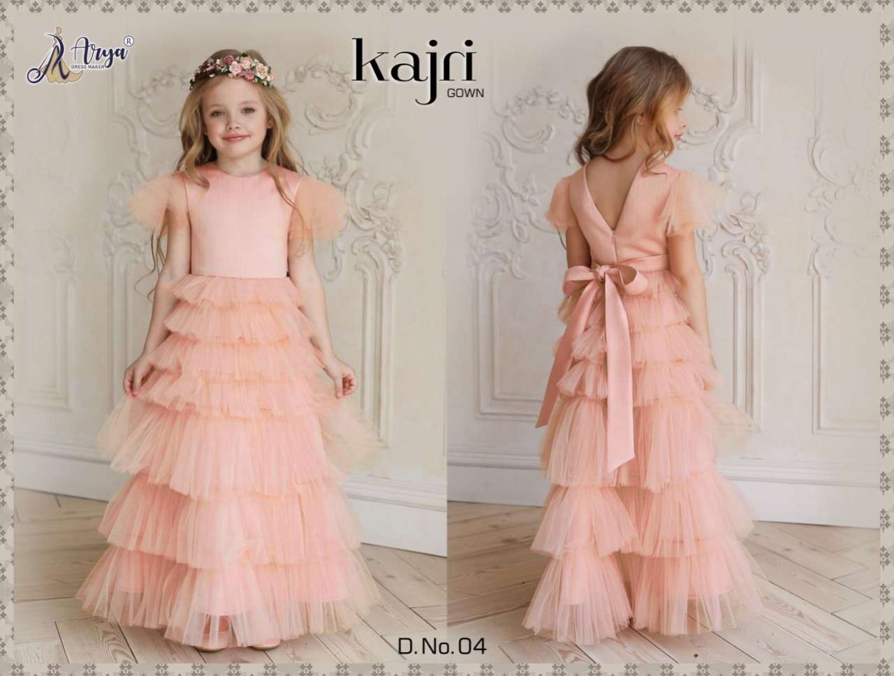 KAJRI GOWN BY ARYA DRESS MAKER 01 TO 04 SERIES FANCY COTTON NET HEAVY WORK KIDS GOWNS