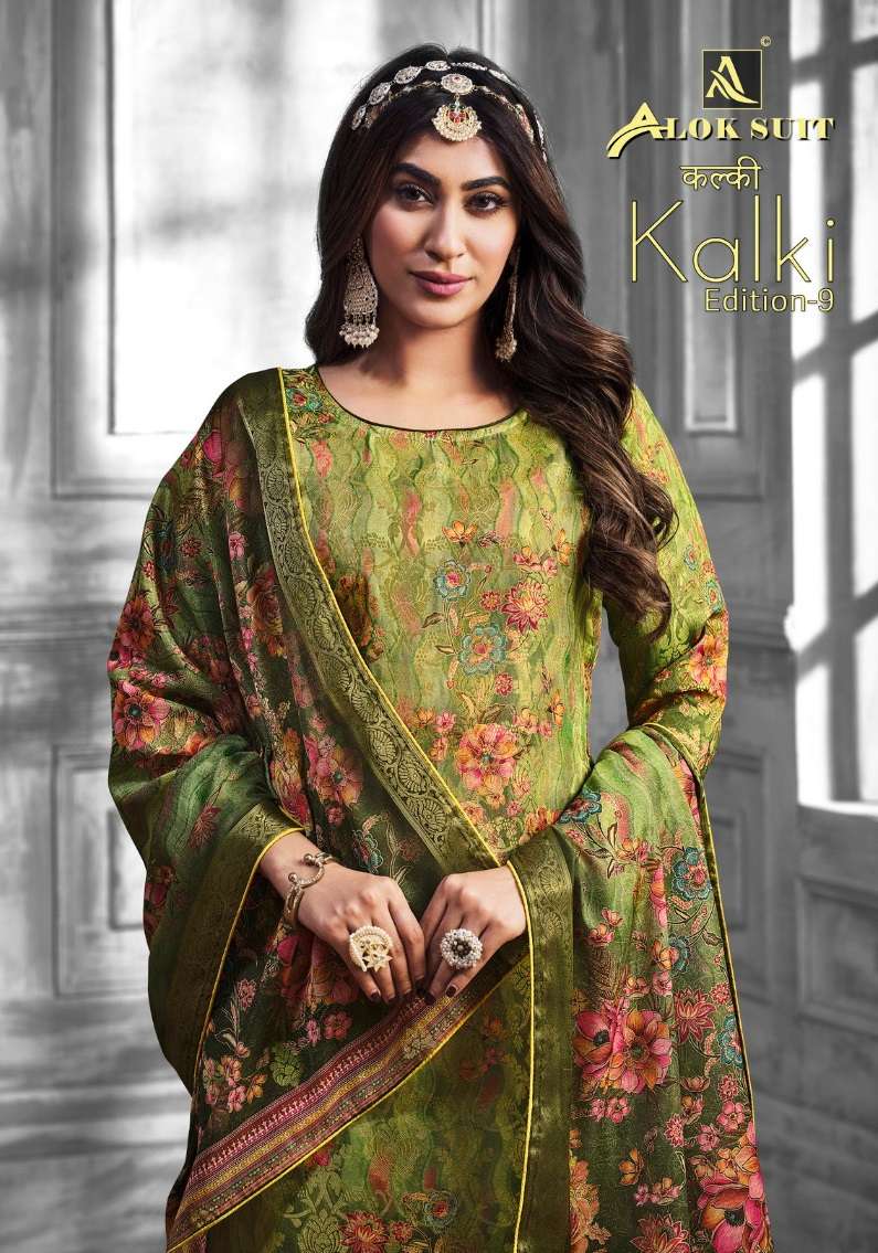 KALKI VOL-9 BY ALOK SUIT 1001 TO 1006 SERIES BANARASI DOLA JACQUARD WORK DRESSES