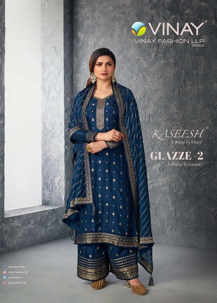 KASEESH GLAZZE VOL-2 BY VINAY FASHION 61801 TO 61806 SERIES DOLA JACQUARD WORK DRESSES